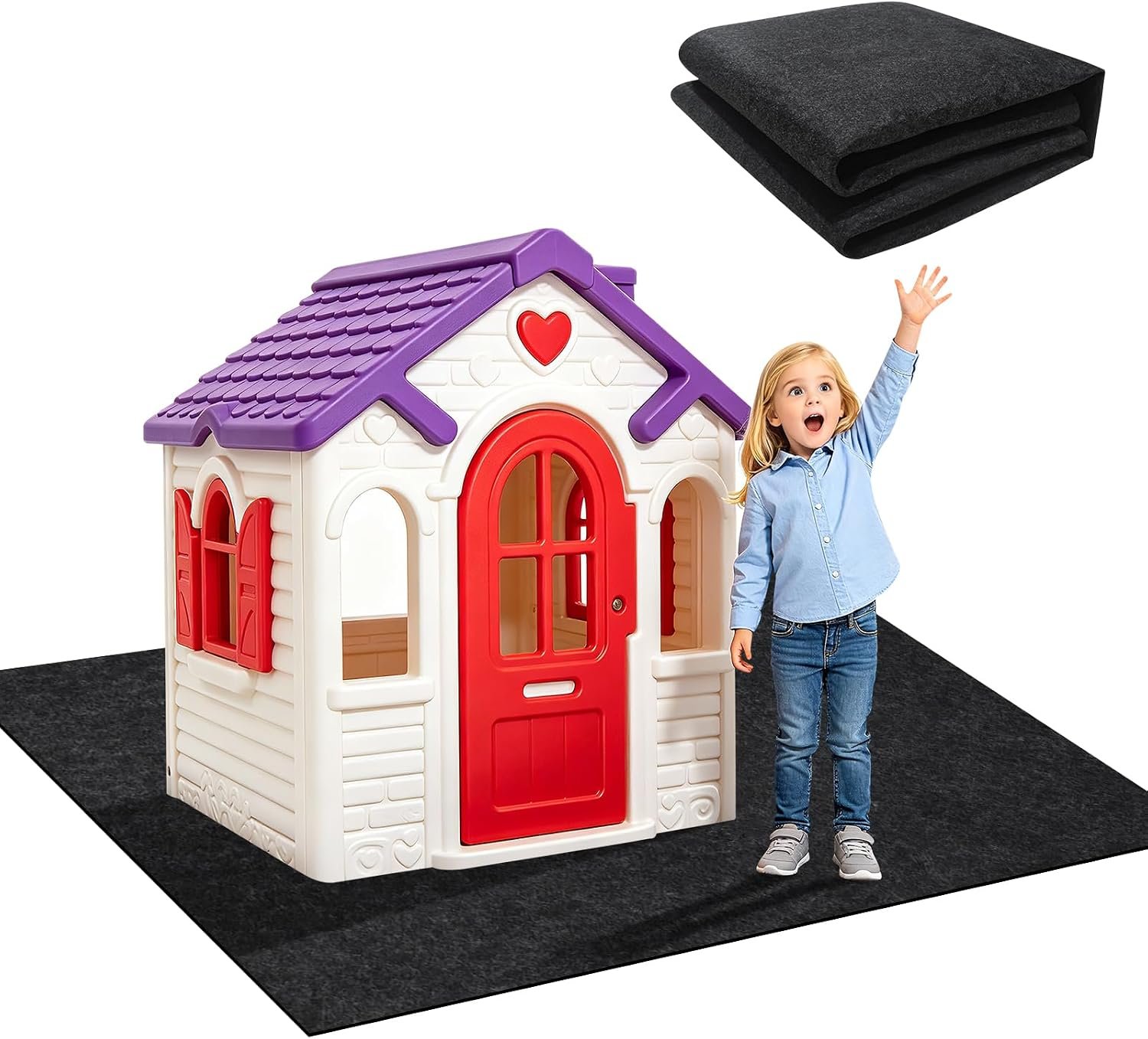 55 × 71 inch Outdoor Playhouse Mat Waterproof Non-Slip Play Mat Playhouse Activity Pad Rug for Kids Outdoor Game Picnics Exercise and Playtime