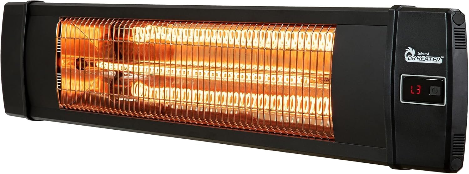 DR. INFRARED HEATER Portable Infrared Indoor and Outdoor Space Heater for Patio, Garage, Commercial & Residential With Remote Control, Without Thermostat, Black
