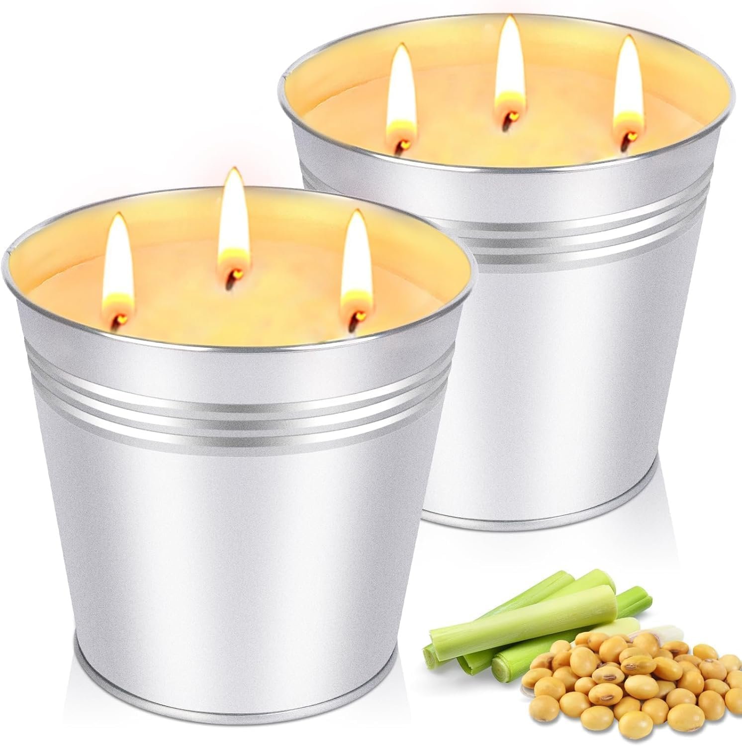 Citronella Candles Outdoor – Large 34oz Citronella Candle for Patio up to 200 Hours Burning, 3-Wick Summer Outdoor Candles Bulk for Home,2pcs Soy Wax Candle for Garden Camping Party Yard Balcony