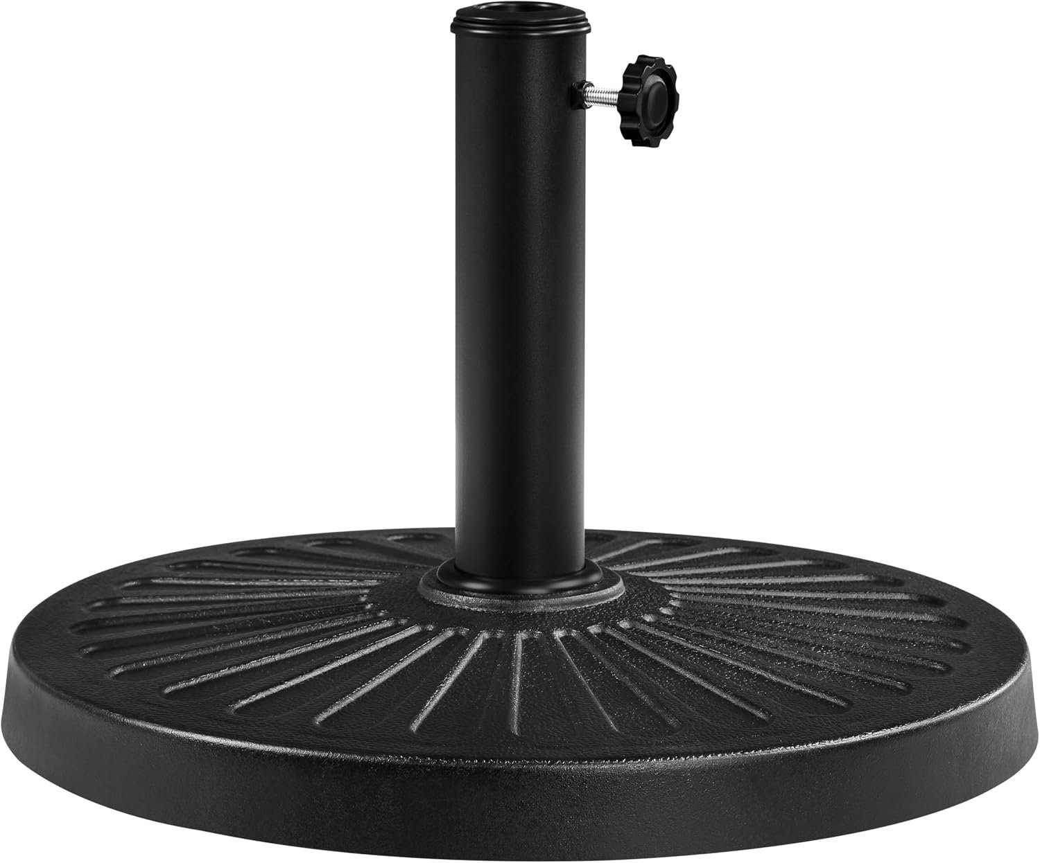 Yaheetech 26.5lbs Heavy Duty Outdoor Umbrella Base, Black | Patio Umbrella Stand, 18” Antiqued Round Resin Construction, All Weather for Deck, Poolside, Garden