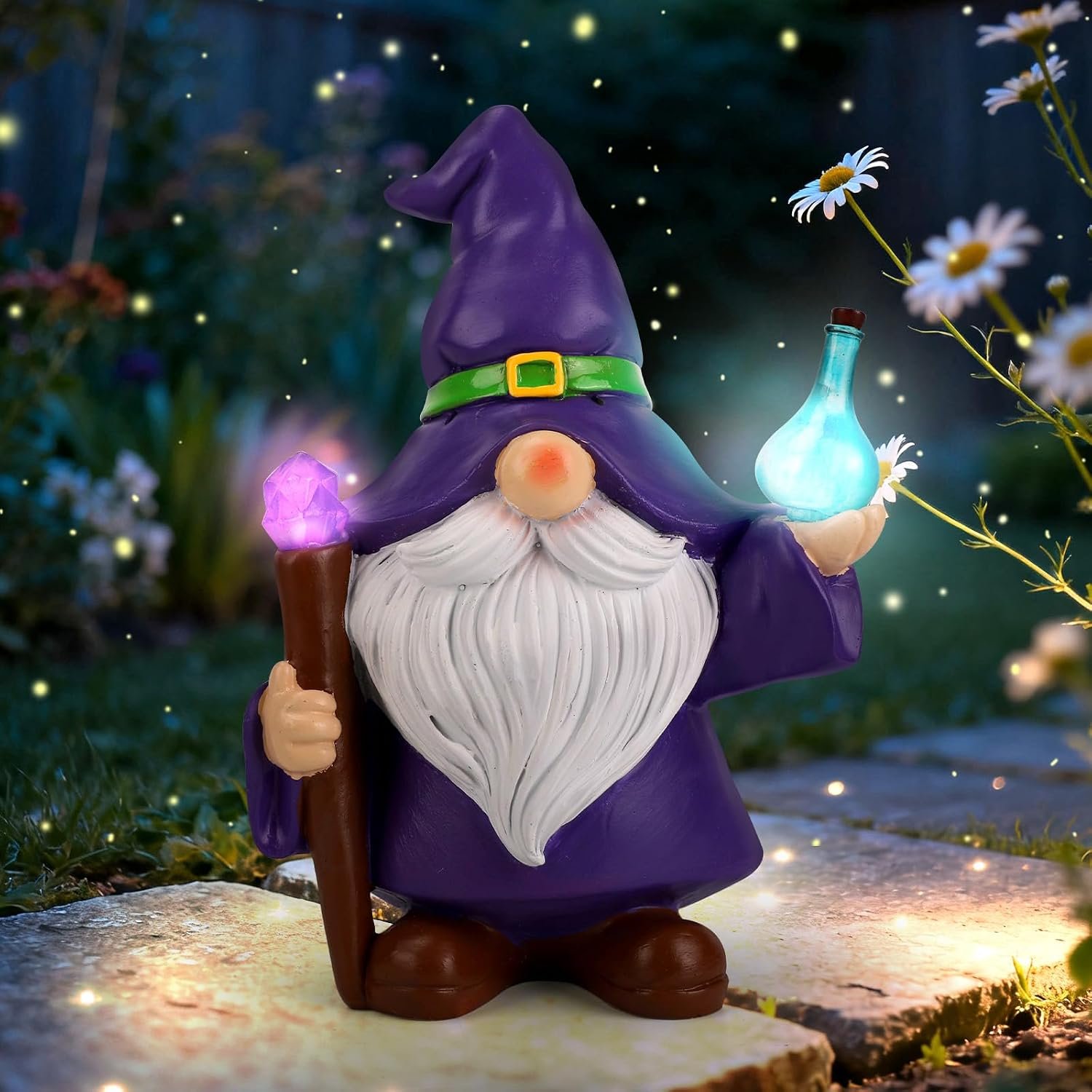 Ecloverlife Garden Gnome Outdoor, Solar Powered Gnomes Garden Decor with Lights for Outside, Front Porch, Patio, Yard, Lawn, Balcony – Housewarming Gift, Birthday Gift for Mom, Grandama, Dad, Grandad