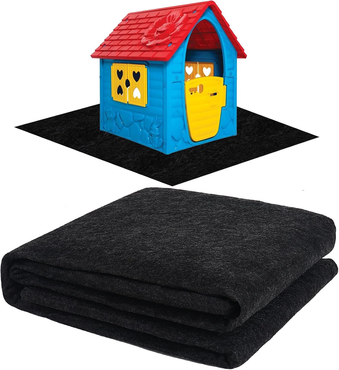 Outdoor Playhouse Mat 59” x 59” Portable Activity Rug with Non-Slip Backing Outside Game House Play Mat Playhouse Pad Rug for Outdoor Playground Flooring
