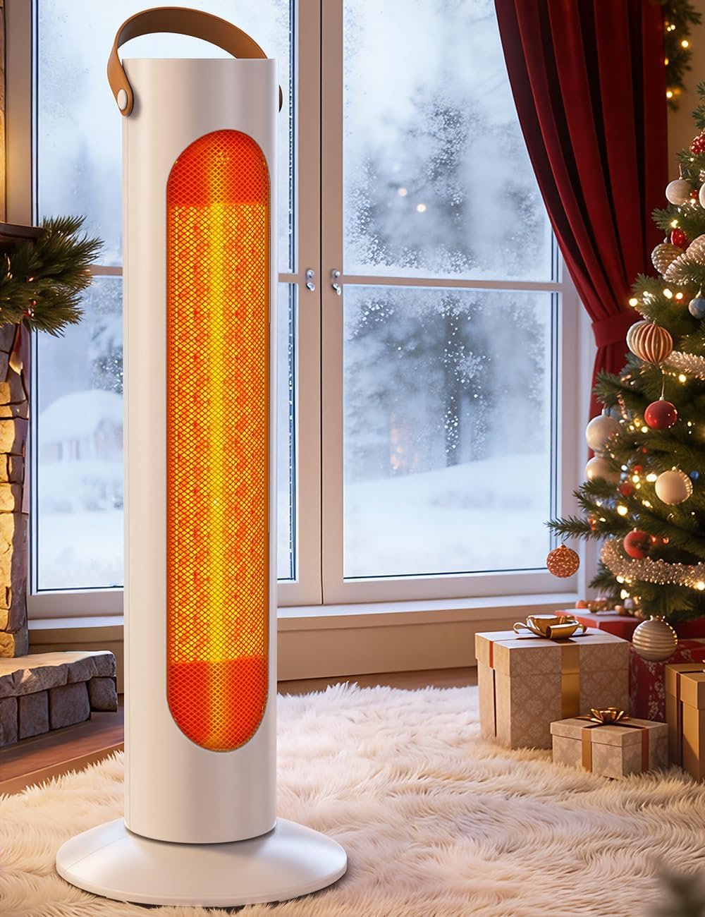 Outdoor Heaters for Patio w/4 Modes, 350Sq.ft 1S Heating, 1500W PTC Ceramic Electric Patio Heater for Outdoor Use, Overheating & Tip-Over Protection, Space Heaters for Indoor Use Large Room