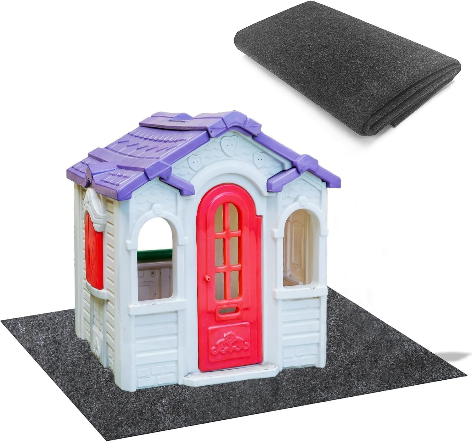 Outdoor Playhouse Mat 55 * 70.8 in Non Slip Backing Outdoor Play Mat Playhouse Activity Pad Rug Waterproof House Play Mat for Outside Game