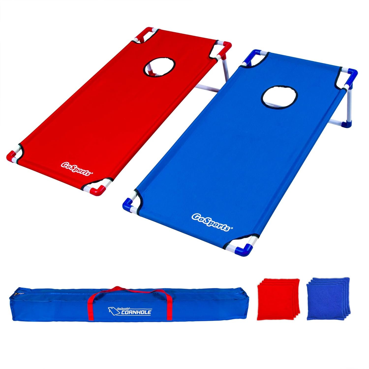 GoSports Portable Cornhole Set with Carry Case – Outdoor Lawn Bean Bag Toss Game for Adults and Family – Beach, Camping, Yard Games & More