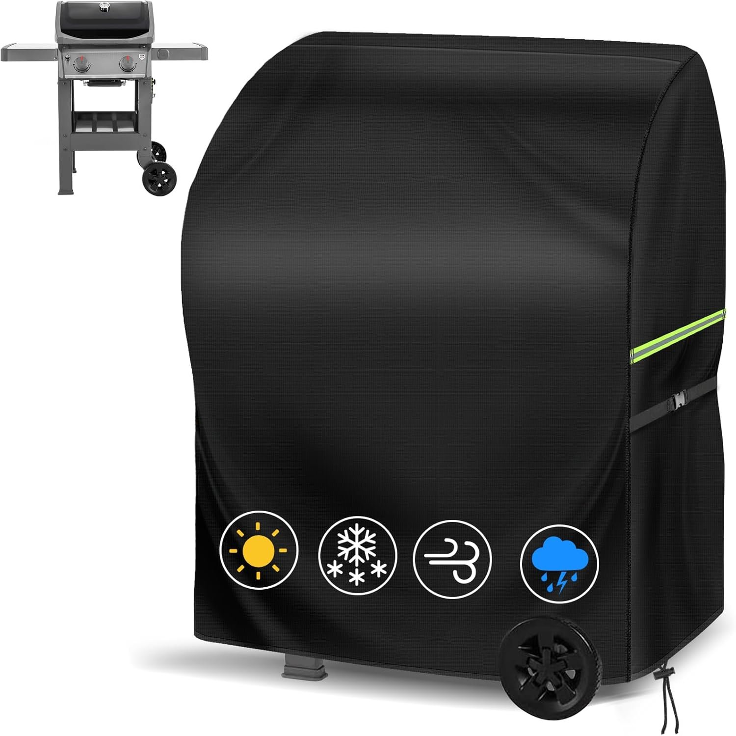 KHAMAL Grill Cover for Outdoor Grill 30 Inch – Waterproof 420D Oxford BBQ Covers for Outside with Windproof Buckles & Bottom Drawcord Black