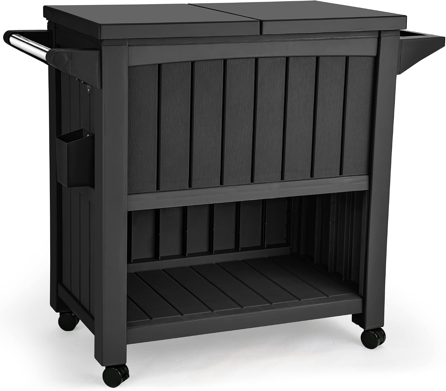 YITAHOME 85 Quart Rolling Cooler Cart with Bottle Opener Drainage | Portable Patio Cooler on Wheels, Outdoor Beverage, Ice Chest Cart for Pool Deck Party BBQ Cookouts (Black)