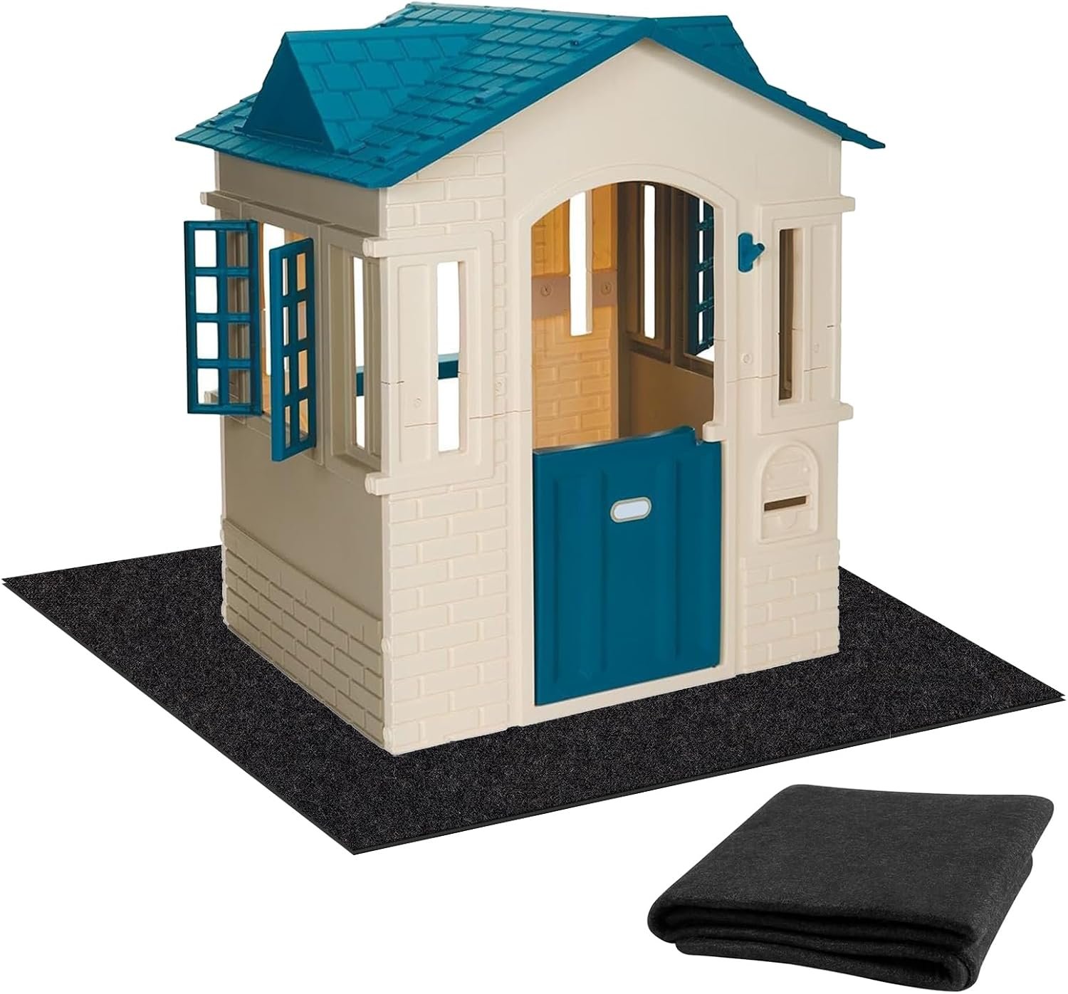 Outdoor Playhouse Mat, 59×79 Inches Extra Large Outdoor Playhouse Activity Rug, Non Slip Backing Portable Washable Home Floor Game House Play Mat for Kids Garden Patio
