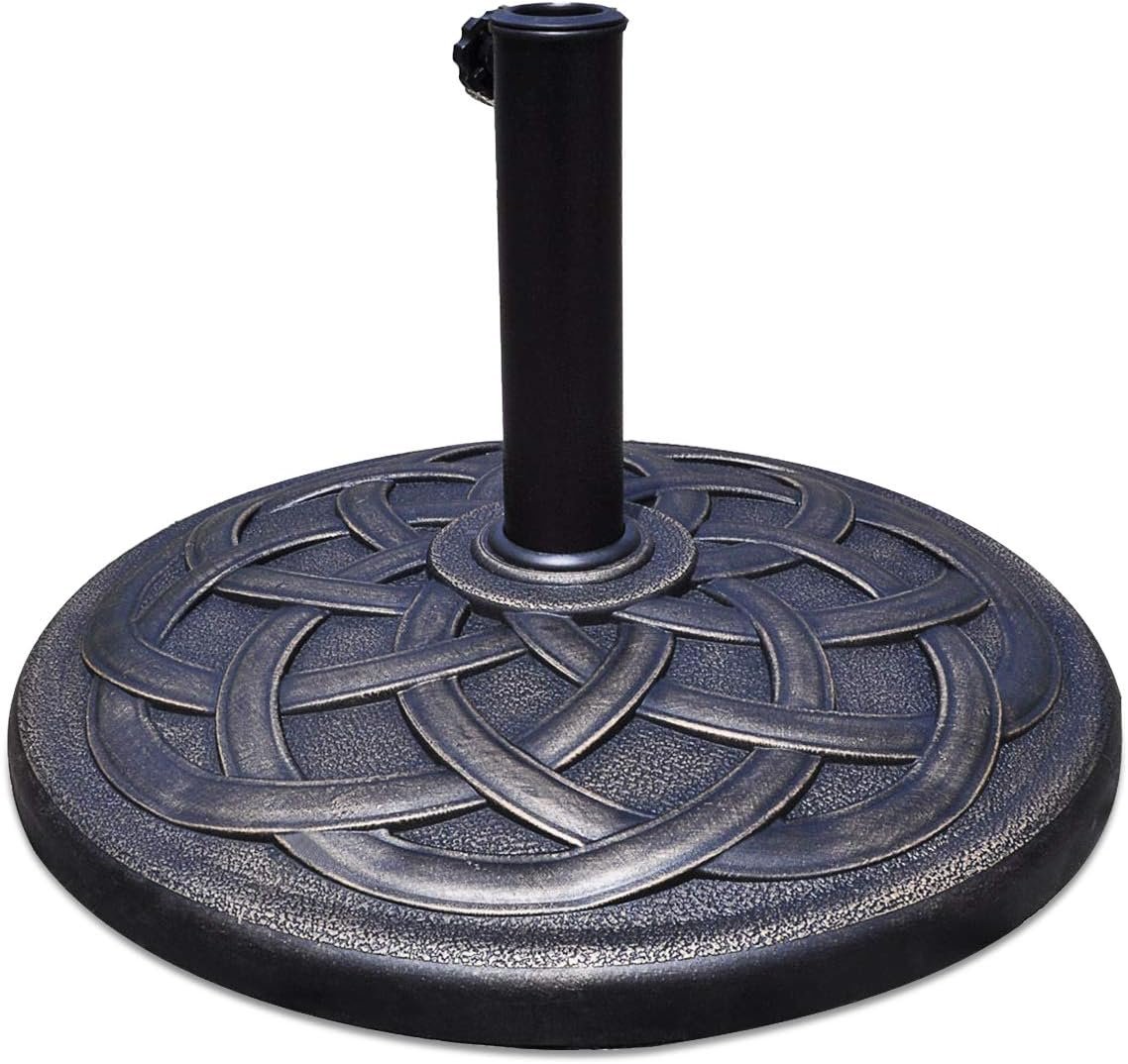 Giantex 43 lbs Patio Market Umbrella Base, 21.5″ Heavy Duty Outdoor Stand | Classic Round Resin Umbrella Base with Cast Iron Holder, 1.5″-1.9″ Pole, for Garden, Porch, Deck, Poolside