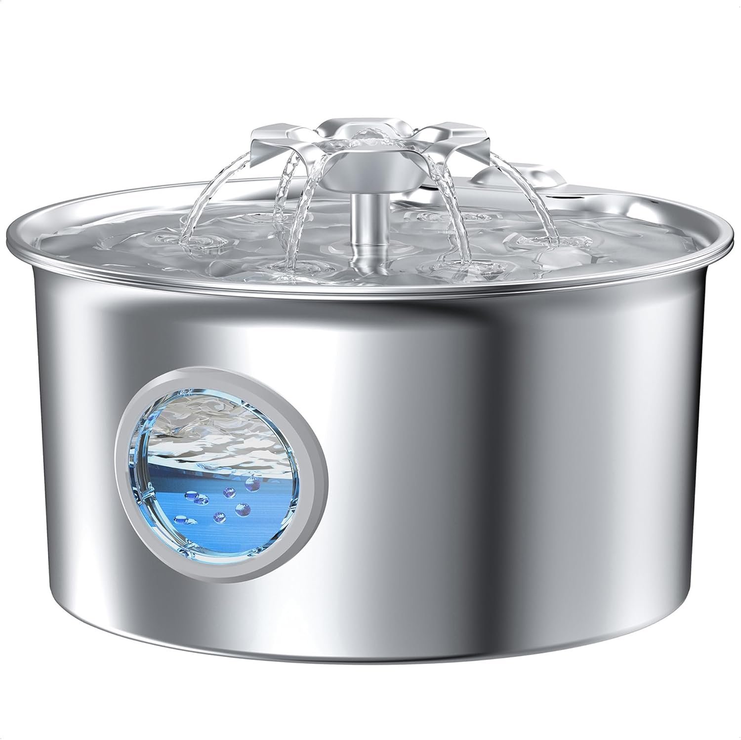 Stainless Steel Cat Water Fountain: 88oz/2.6L Cat Fountain for Drinking | Pet Water Fountain for Cats Inside with Flower Quiet Cats Dispenser Kitty Drinking Fountains Indoor for Pets& Small Animals