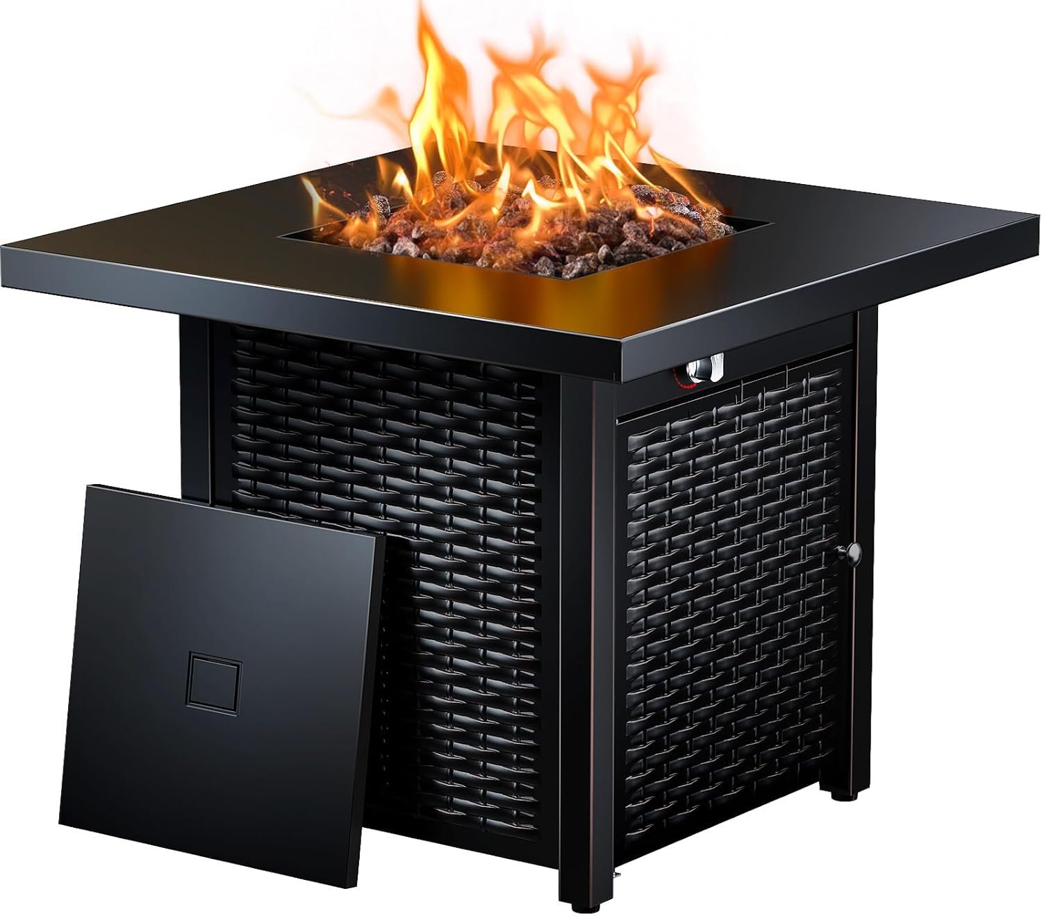 Ciays 32 Inch Propane Fire Pit, CSA-Listed Outdoor Gas Fire Pits 50,000 BTU Steel Fire Pit Table with Lid, Add Warmth and Ambience to Gatherings and Parties On Patio Deck Garden, Black,CIFPT4B