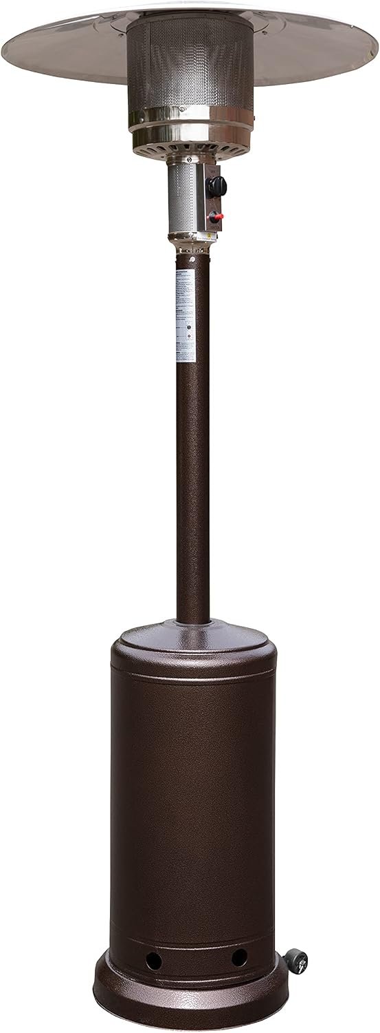 Flash Furniture Sol Patio Outdoor Heating-Bronze Stainless Steel 40,000 BTU Propane Heater with Wheels for Commercial & Residential Use-7.5 Feet Tall