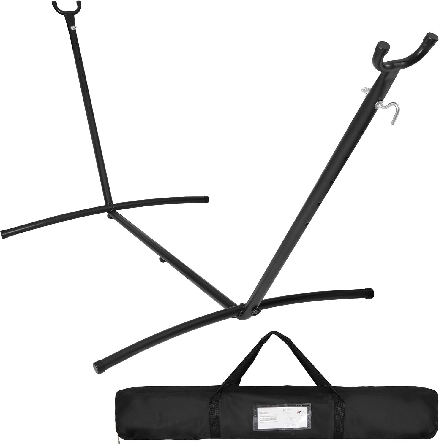 JupiterForce Hammock Stand 9FT, Heavy Duty Steel Frame, Tool-Free Assembly, Stable Anti-Slip Base, Indoor Outdoor 9FT Hammock Stand with Carrying Bag, Fits Most Hammocks (Black)