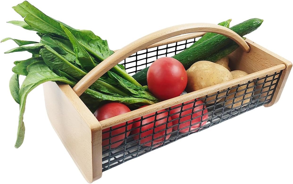 Garden Hod Harvest Basket, Durable Wooden Gardening, Supply Suitable For Kitchen, Picnic And Outdoor Picking