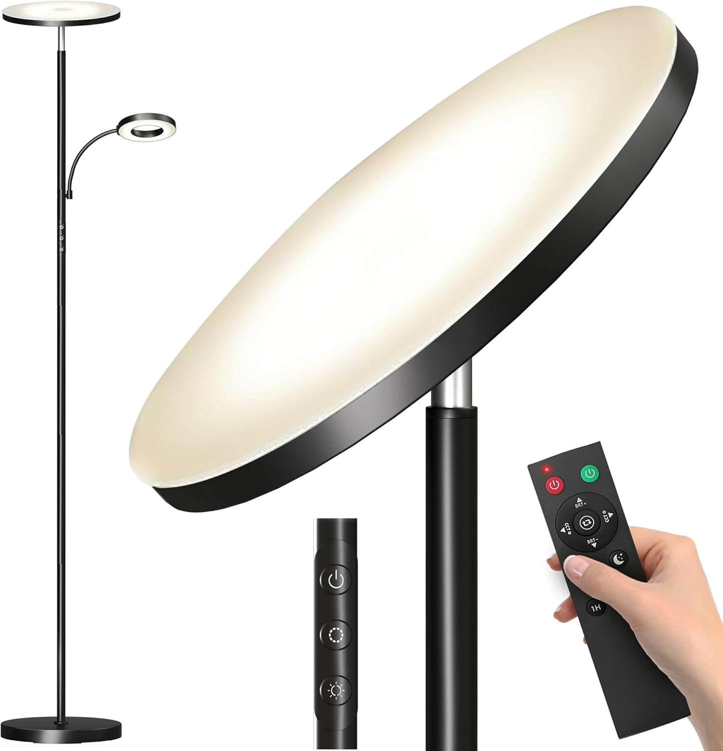 marctronic Floor Lamp, Upgraded 42W 4000LM Super Bright LED Floor Lamp for Living Room Bedroom, Dimmable Standing Reading Floor Lamps with Remote & Touch Control