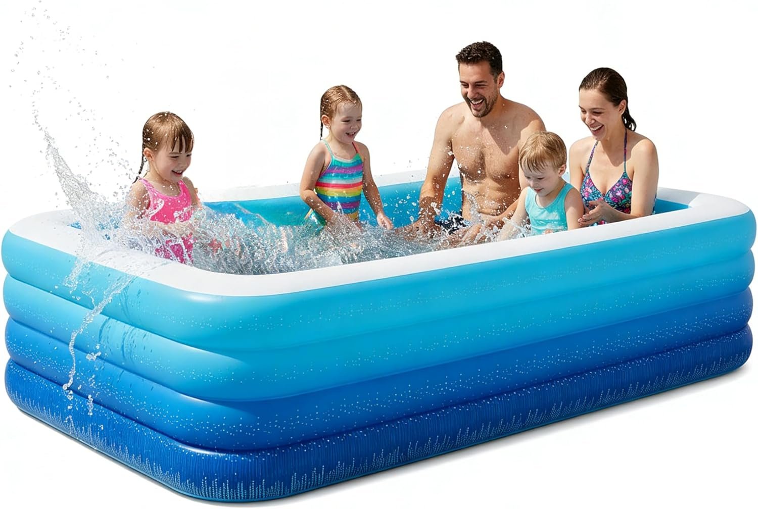 120″ 4-Layer Thickened Inflatable Pool for Kids & Adults,Blue | 120″,4-Layer,0.32mm Thickened PVC,16Lbs,Swimming Pool for Family, pets,Backyard,Outdoor Summer