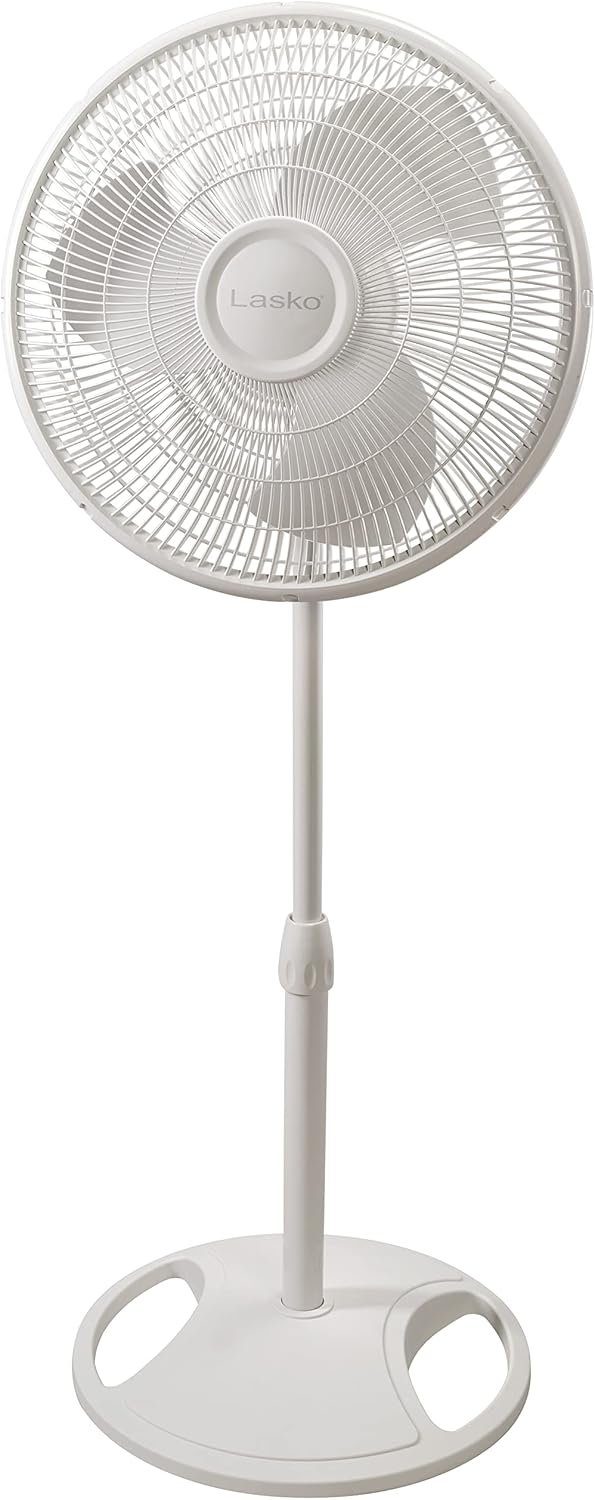 Lasko Oscillating Pedestal Fan – Cooling Standing Fan for Bedroom, Living Room, and Home Office – Adjustable Height – 3 Quiet Speeds – 2520 – 16″ Blade Diameter – White