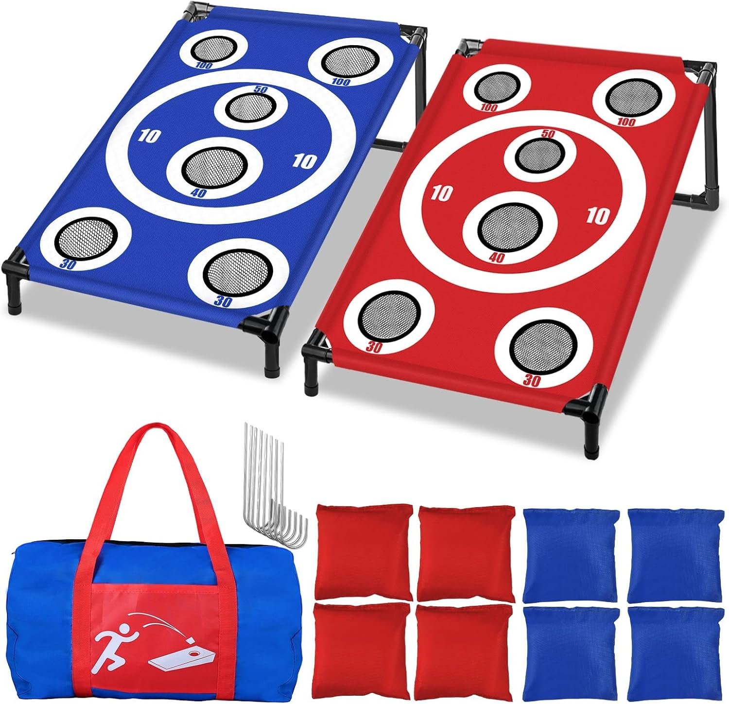 NZQXJXZ Cornhole Board Set with 8 Bean Bags 3×2 Ft Corn Hole Games Portable Cornhole Set for Indoor and Outdoor Ideal for Kids, Adults, Camping,Travel,Beach, Yard