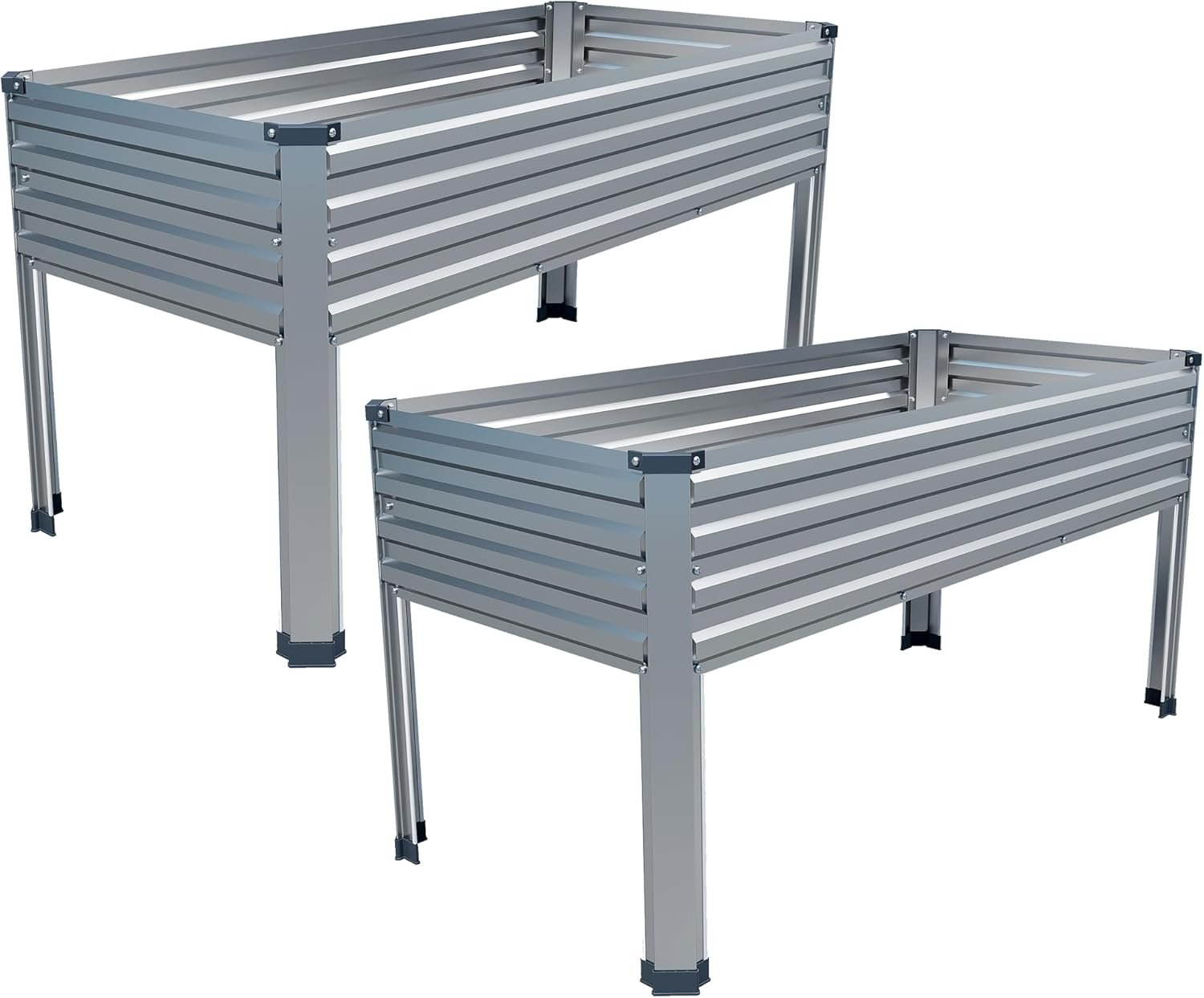 DIIYIV Galvanized Raised Garden Bed with Legs,2PCS 48×24×30in Elevated Planter Box for Backyard,Outdoor Garden, Patio, Balcony, 350lb Capacity,Silver