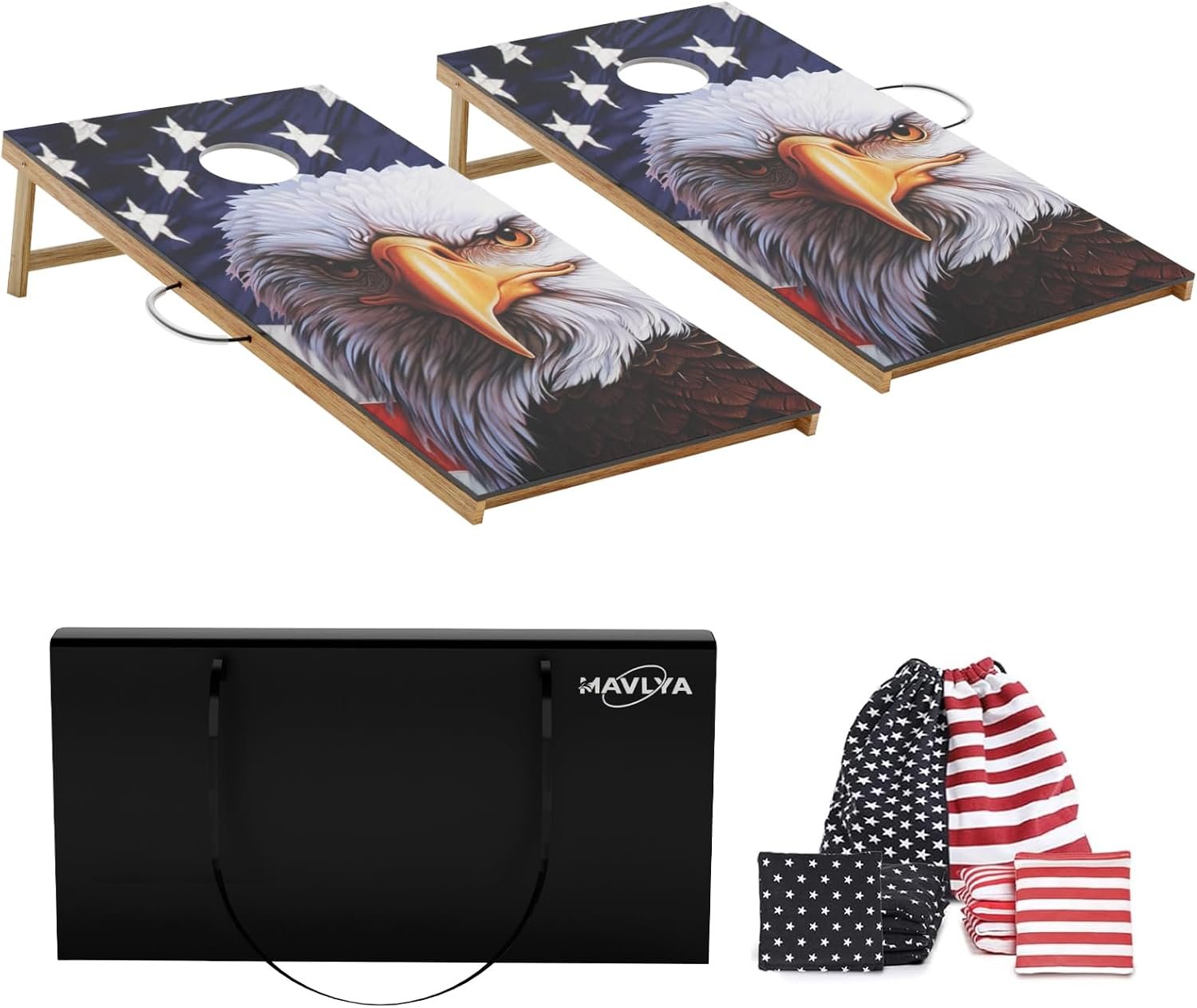 Regulation Size Cornhole Boards Set 2×4 FT with 8 Bean Bags, Portable Cornhole Set with Carrying Case,Corn Hole Games for Adults