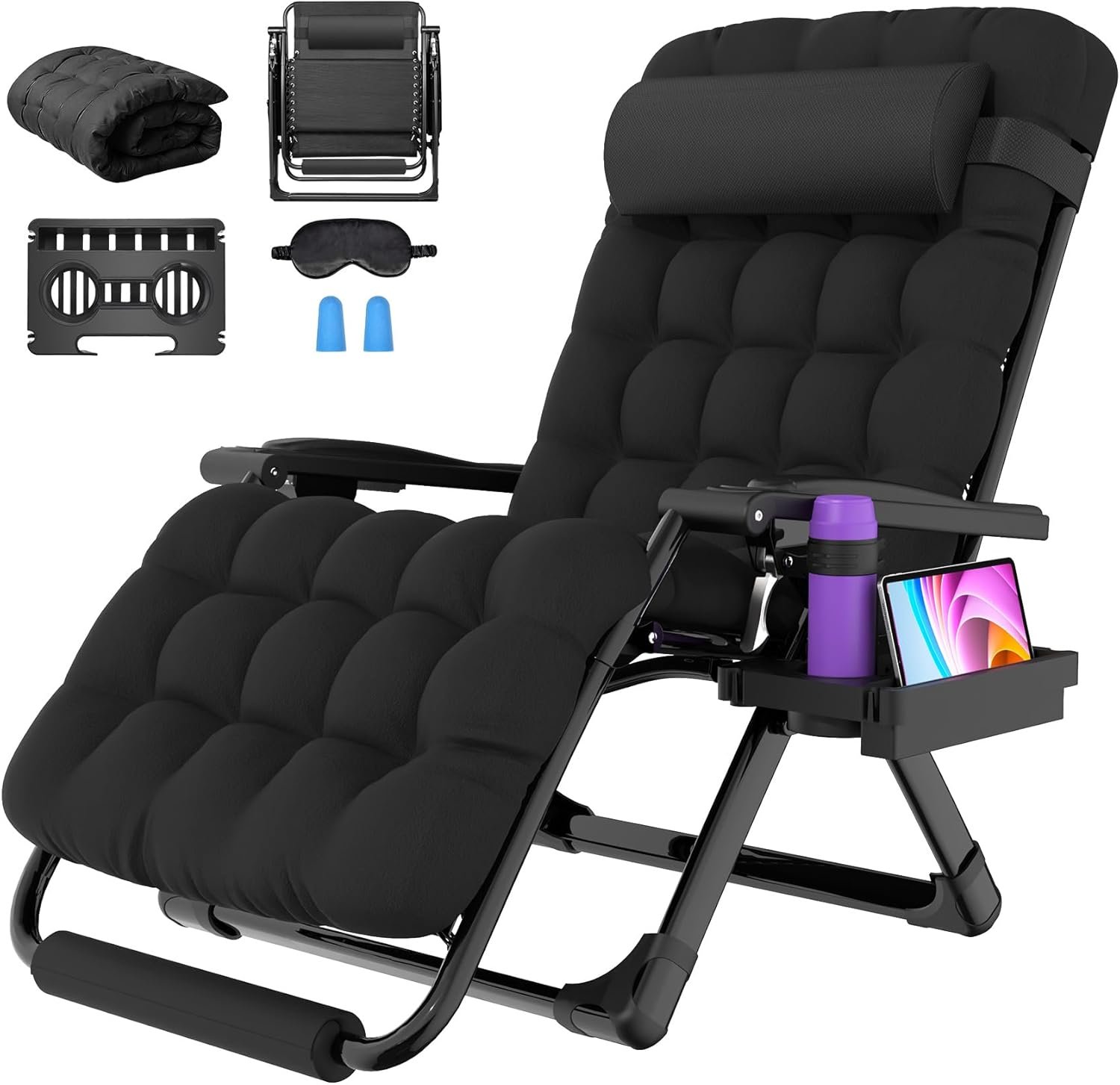 Suteck Oversized Zero Gravity Chair,500LBS 33In XXL Outdoor Recliner Chairs | w/Removable Cushion&Headrest, Camping Lounge Chair w/ Upgraded Lock&Footrest, Reclining Patio Chairs for Indoor Outdoor