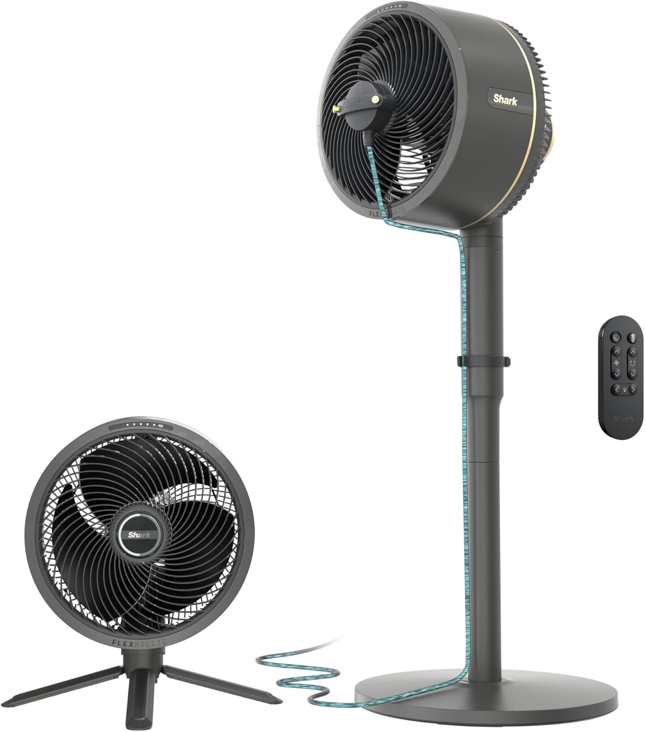 Shark FlexBreeze Fan, Indoor & Outdoor Oscillating Cooling Fan, Floor & Tabletop, Portable Cordless & Corded, Bedroom, Office & Patio Fan, InstaCool Misting Attachment & Remote, Grey, FA222​