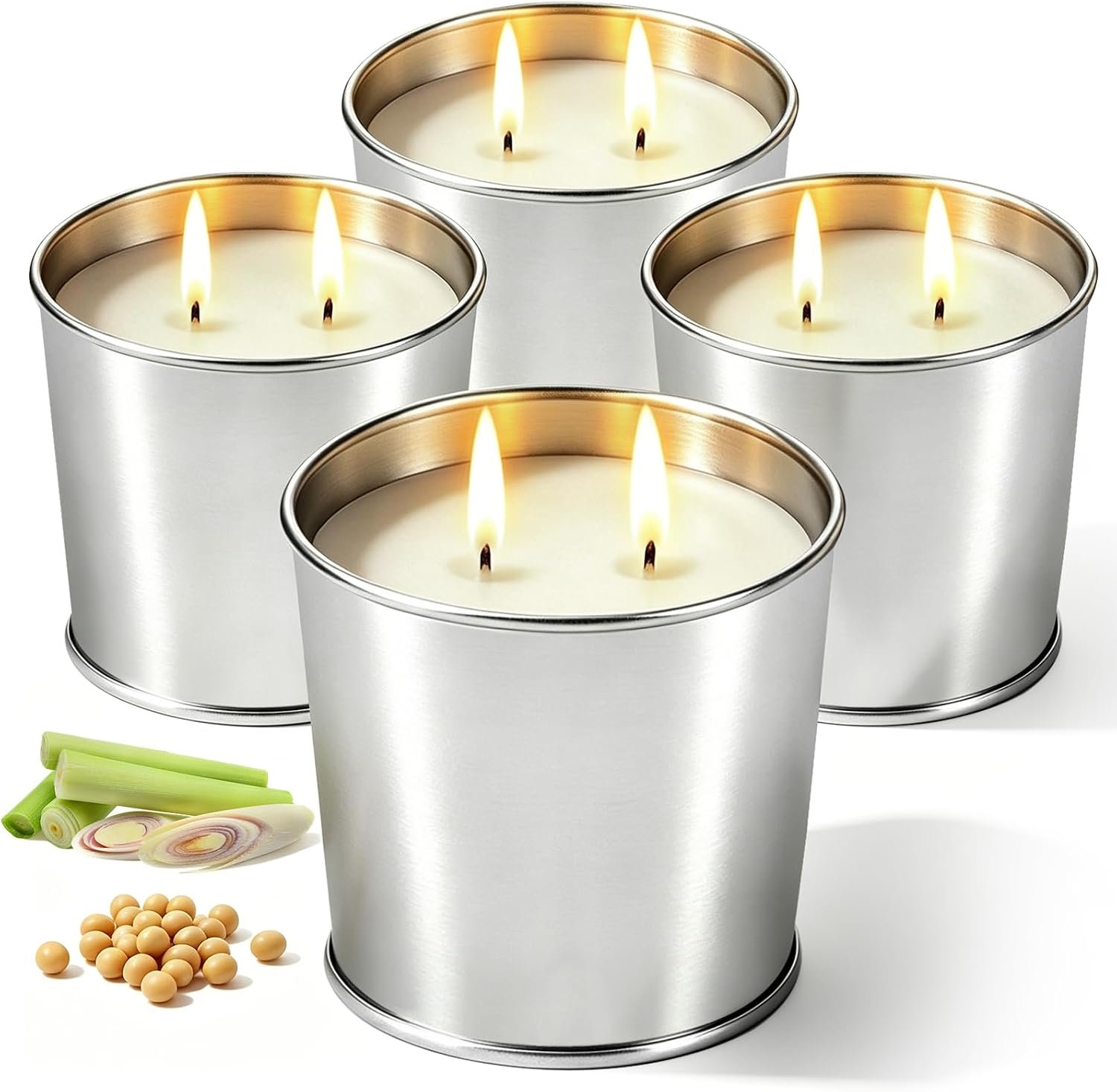 Citronella Candles Outdoor, Large Citronella Candle for Patio with Soy Wax & Essential Oil, 160 Hours Long Lasting Burn, Outdoor Candles for Backyard, Balcony, Camping & Summer Decor (4 Pack)