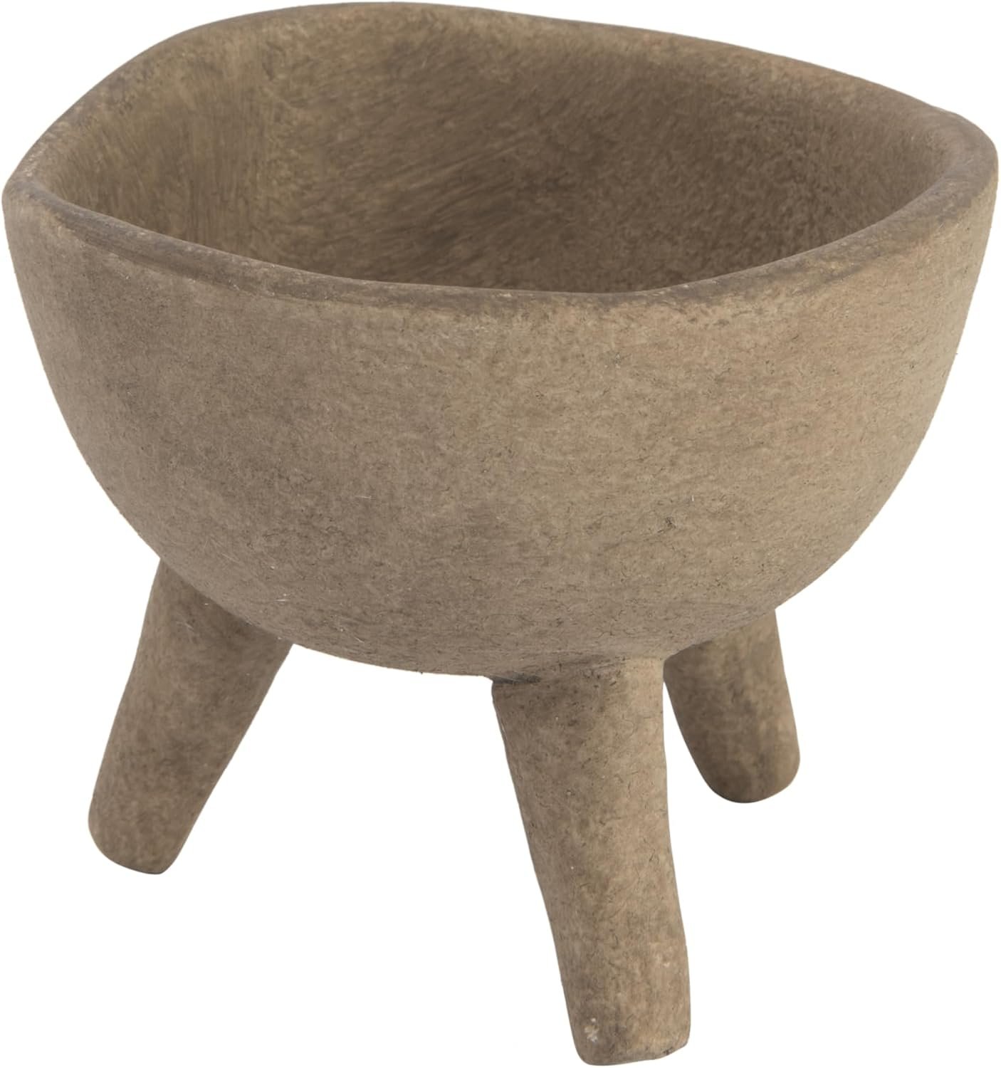 Creative Co-Op Round Terra-cotta Bowl with 3-Legs and Distressed Finish, Cream
