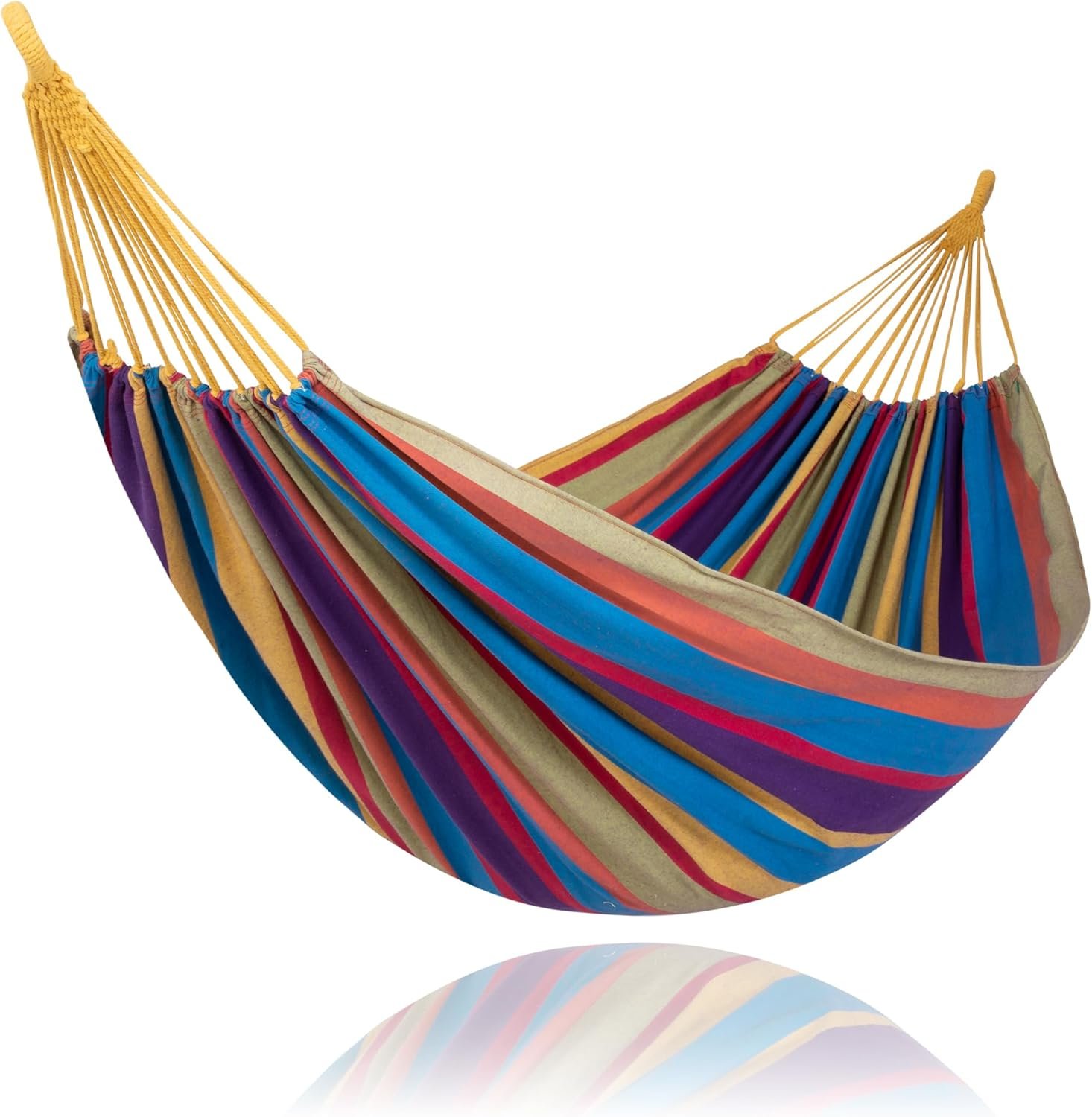 SUNCREAT Outdoor Double Hammock, Portable Tree Colorful Hammock, Colorful Stripes | Outdoor Double Hammock