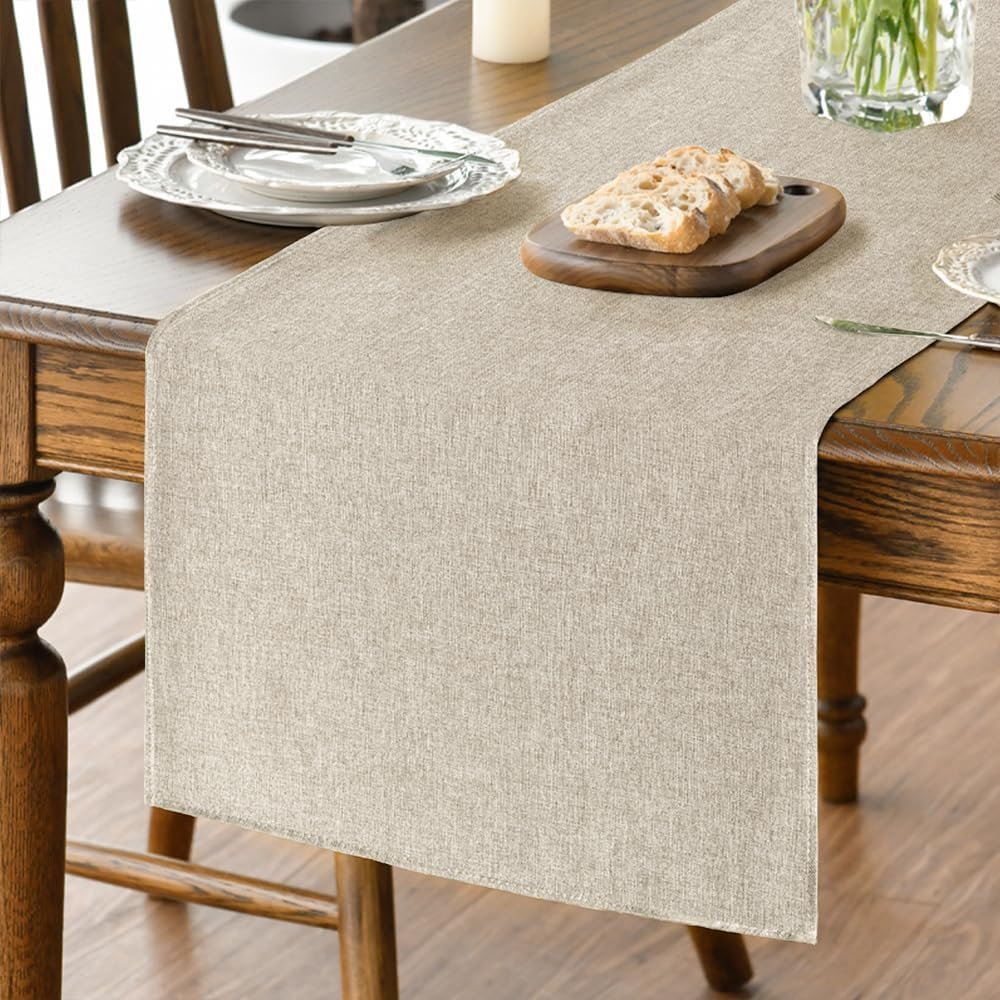 Artoid Mode Light Brown Table Runner, Seasonal Fall Washable Kitchen Dining Table Decoration for Home Party Decor 13×72 Inch