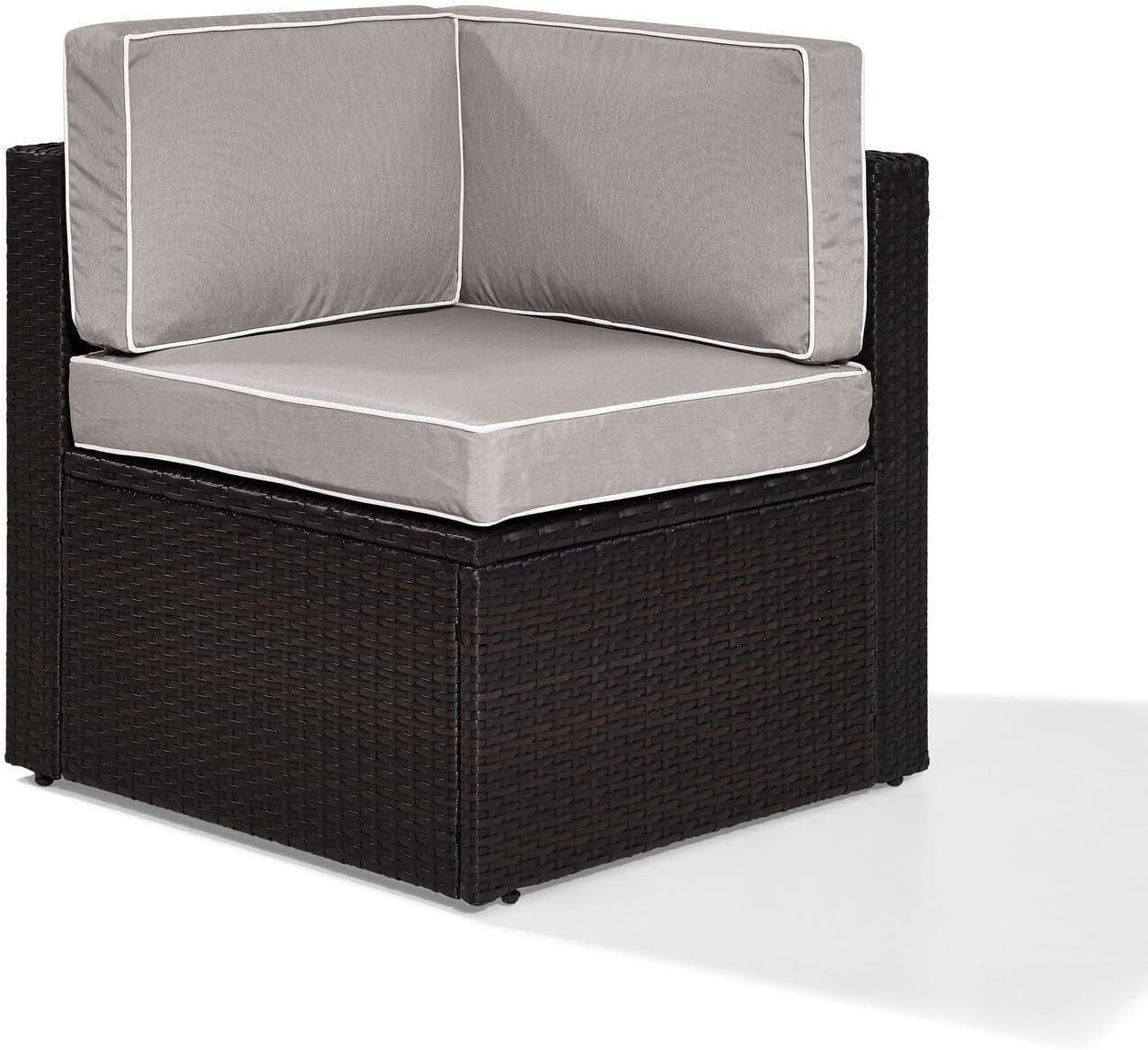Maykoosh Outdoor Corner Chair with Cushions – Patio Wicker Chair – Brown & Gray