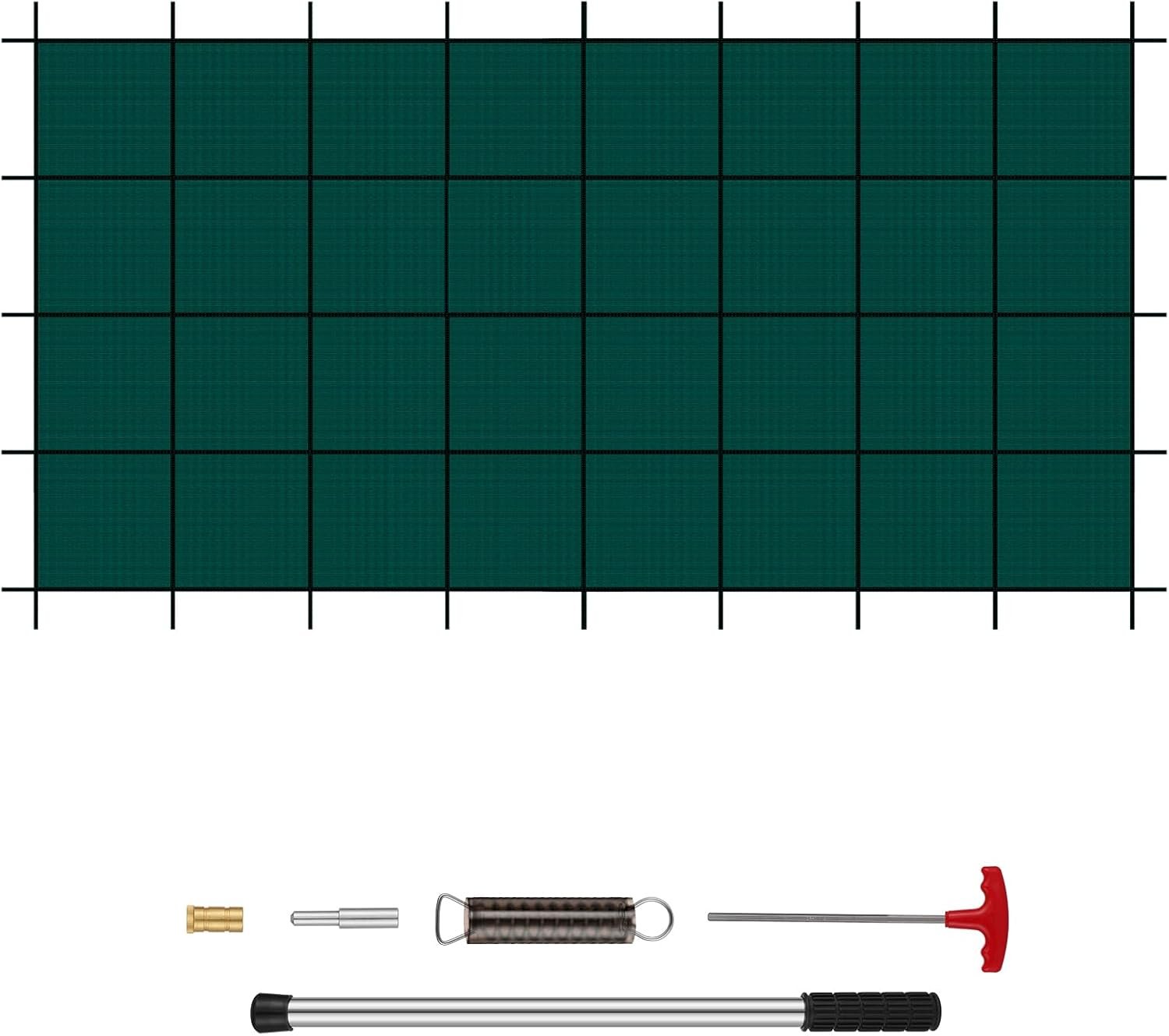 Pool Safety Cover Fit 16×32 FT Rectangle Winter Inground Pool Cover | High Strength Mesh PP with Triple Stitching, Tools Include