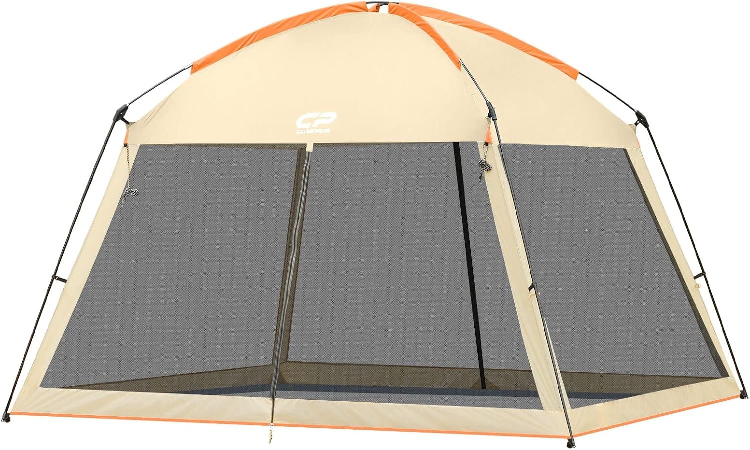 CAMPROS CP Screen House 12 x 12 Ft Screened Mesh Net Wall Canopy Tent Screen Shelter Gazebos for Patios Outdoor Camping Activities – Beige