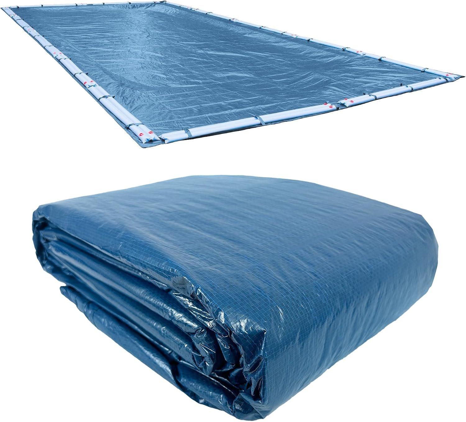 Robelle 20 x 40 ft Heavy Duty Blue Winter Pool Cover for Inground Pools, 5 ft Overlap (25 x 45 ft Cover Size), Solid 8 x 8 Scrim, 2.36 oz/yd2, 10-Year Warranty, Style: 352040R