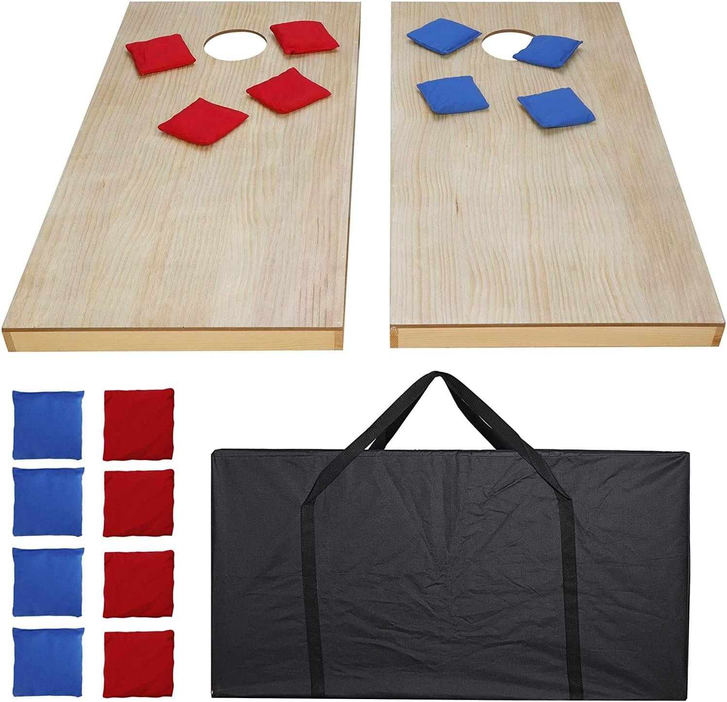 4FT X 2FT/ 3FT X 2FT Wooden Bean Bag Cornhole Game Set with 8 Bean Bags and Carrying Case
