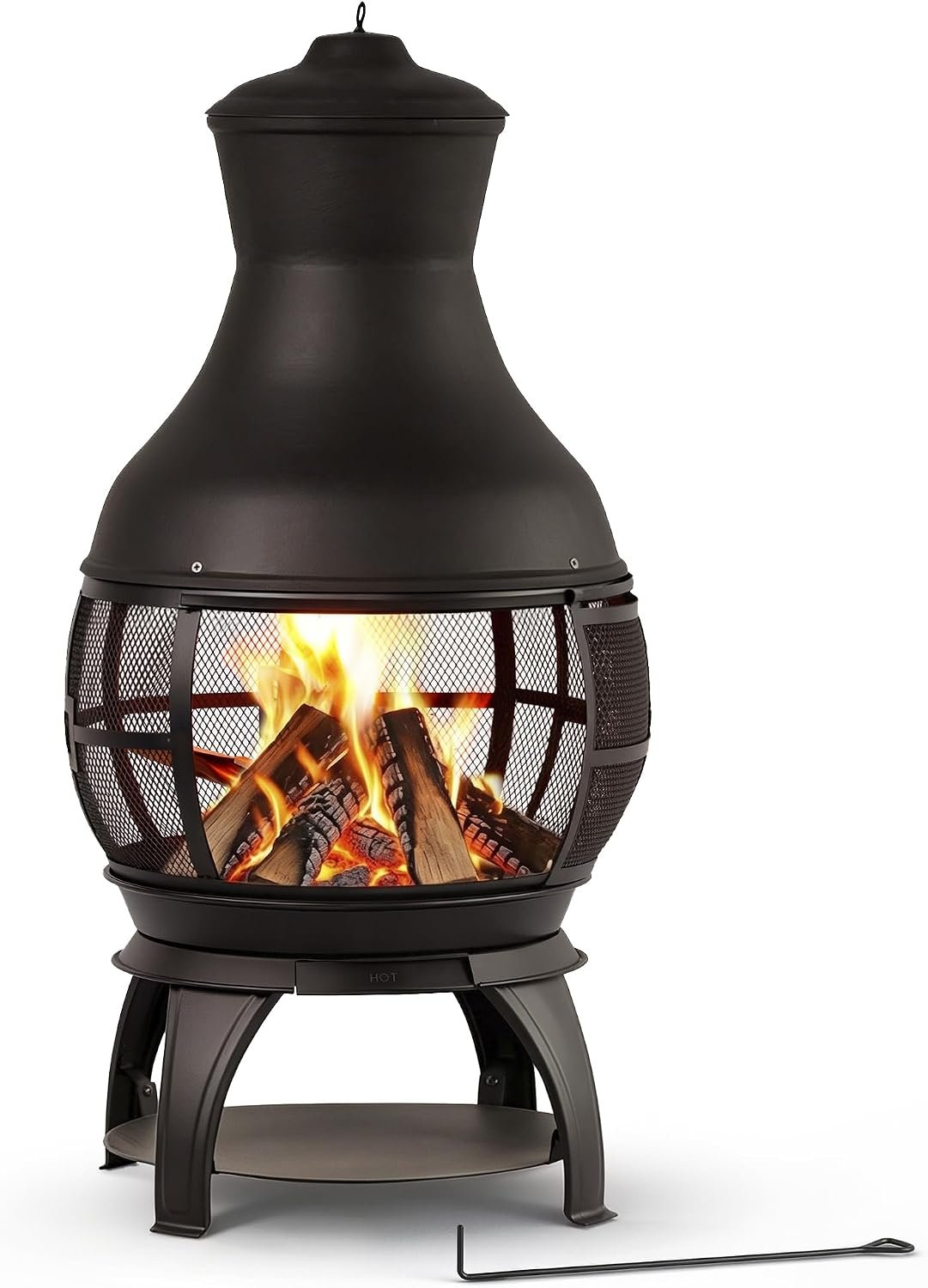 BALI OUTDOORS Chiminea Outdoor Fireplace | Outdoor Wood Burning Fire Pits for Backyard, Garden, Camping, Brown-Black
