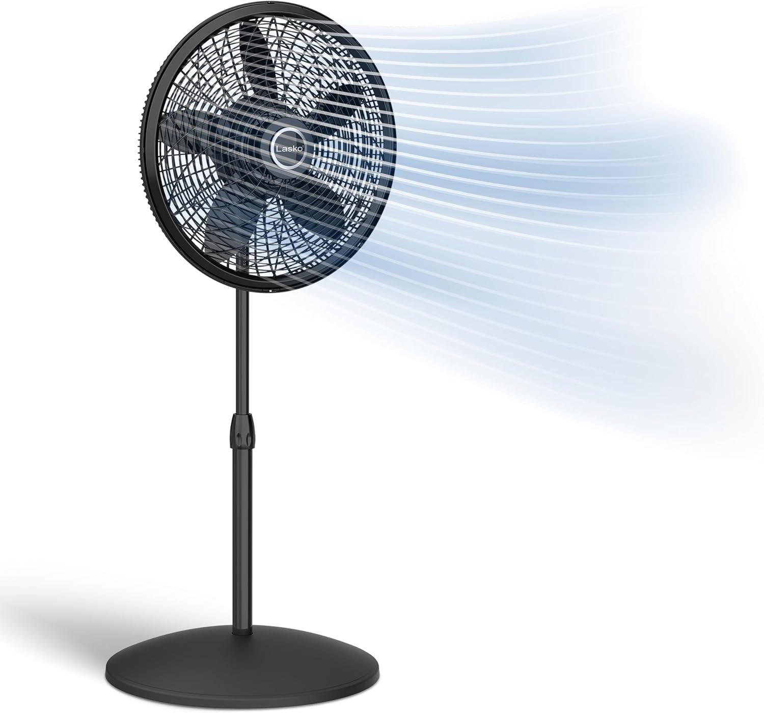 Lasko Pedestal Fan, Oscillating Fan for Bedroom with Adjustable Height and 3 Cooling Speeds, Portable, 18″, Black, 1827