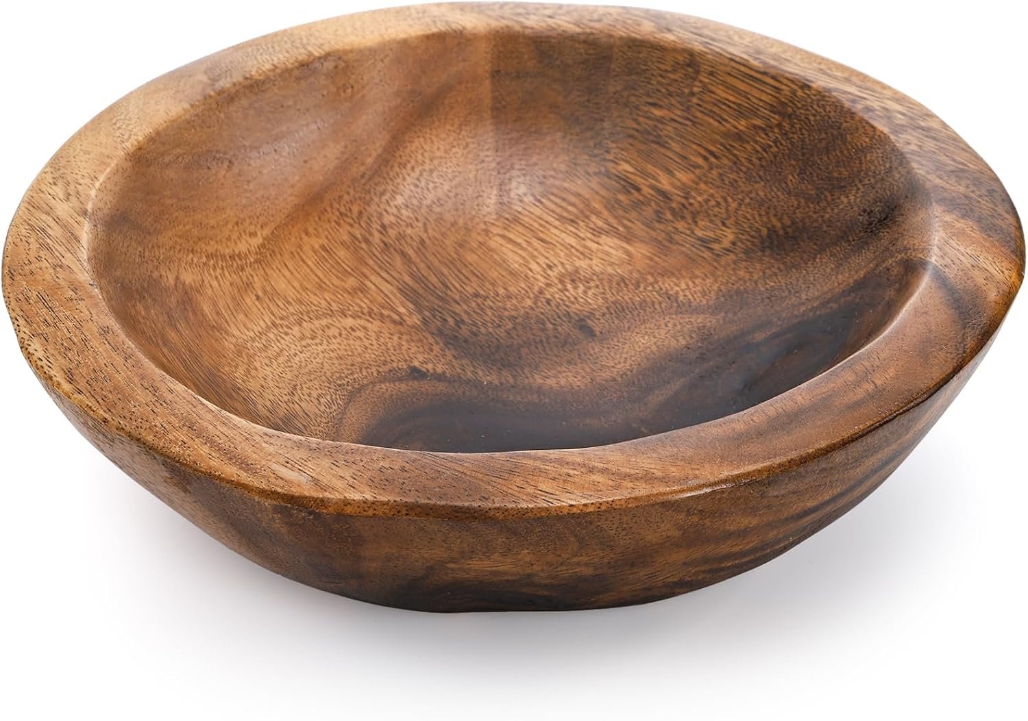 ZENFUN Wooden Decorative Bowl, Wood Round Serving Bowl, Walnut Tray Dish Kitchen Dining for Fruits, 9.4″ Diameter x 2.5″ Height, Seamless