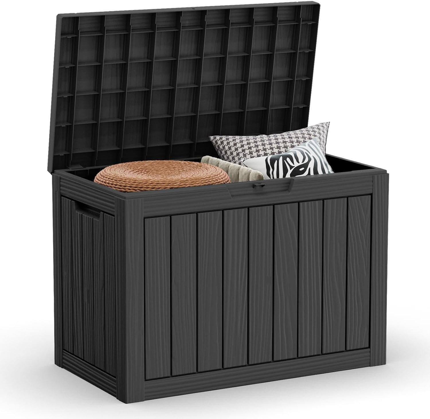 EasyUp 50 Gallon Outdoor Storage Box Waterproof Lockable Deck Boxes | UV Resistant Resin, for Garden Tools Cushions Patio Equipment, 300 lbs Capacity, Portable Design, Easy 16-Min Assembly