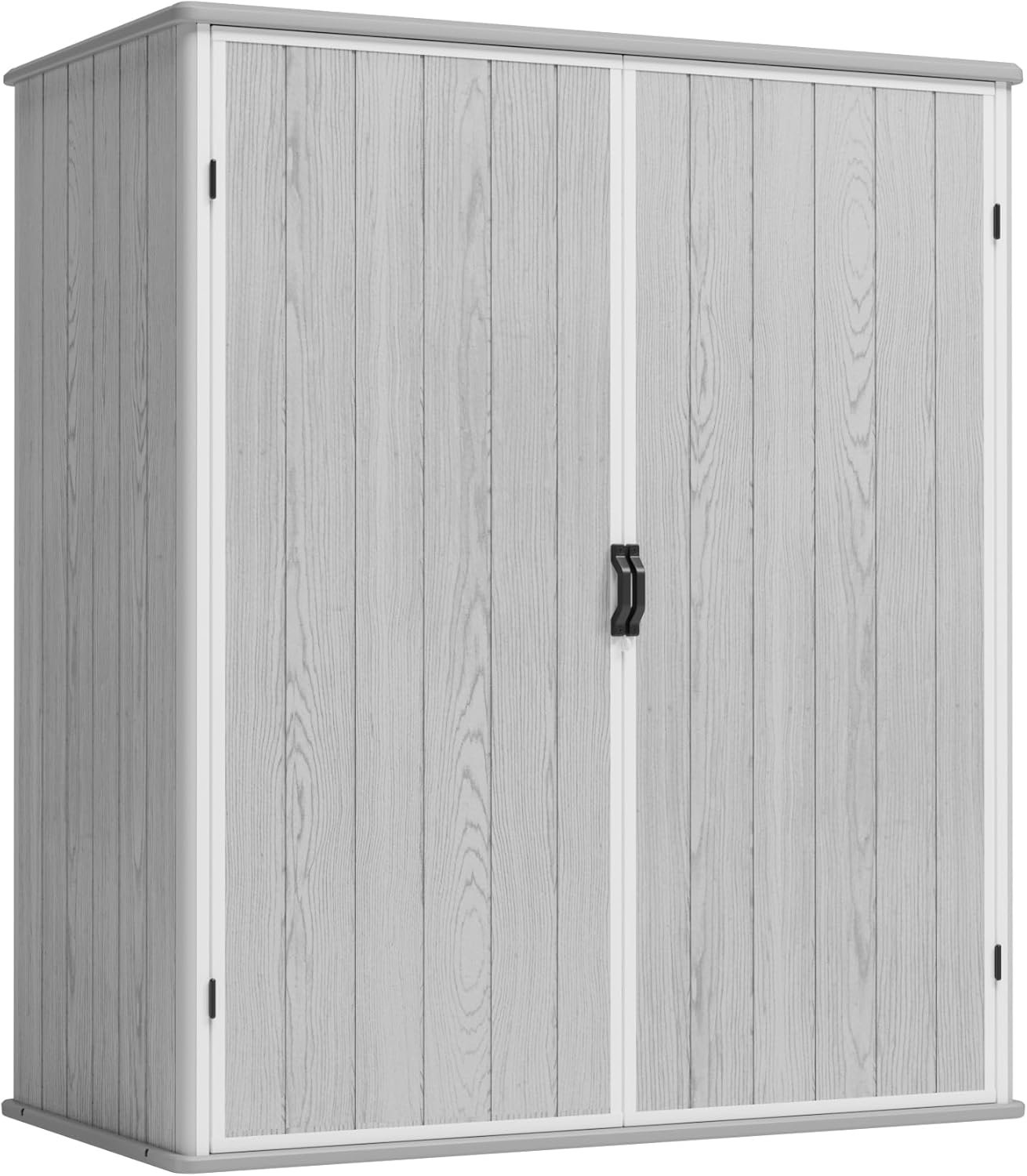 Greesum 5X3FT Plastic Storage Shed with Floor, Resin Outdoor Storaged Shed with Lockable Door, Easy Assembly All-Weather Tool Sheds for Garden, Patio, Yard, Light Gray (4.7×2.5FT)