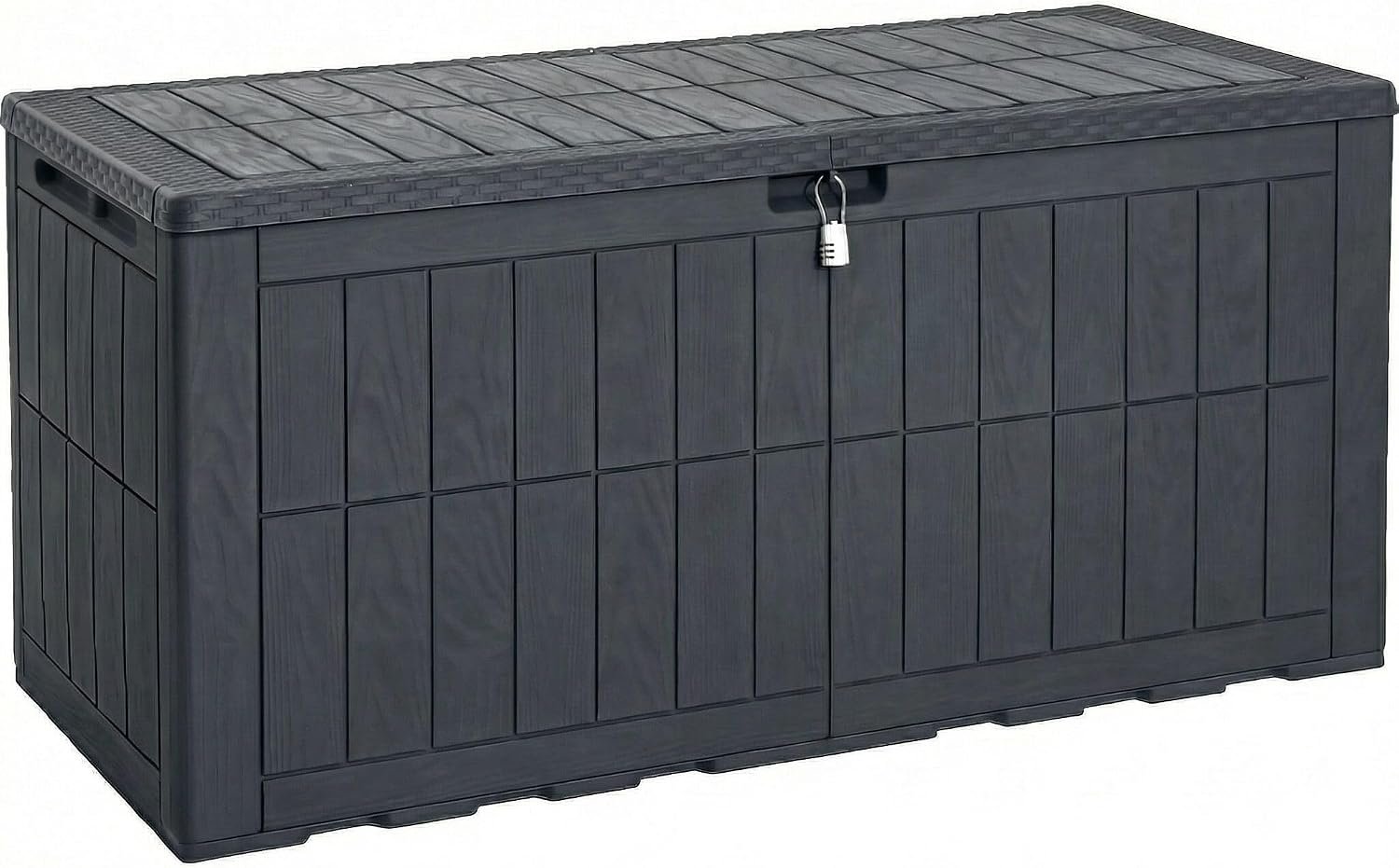 YITAHOME 134 Gallon Large Outdoor Storage Box with Lock | Waterproof Deck Box with Hydraulic Piston for Garden Tools, Pool Accessories & Cushions, Resin Deck Organizer with Bench