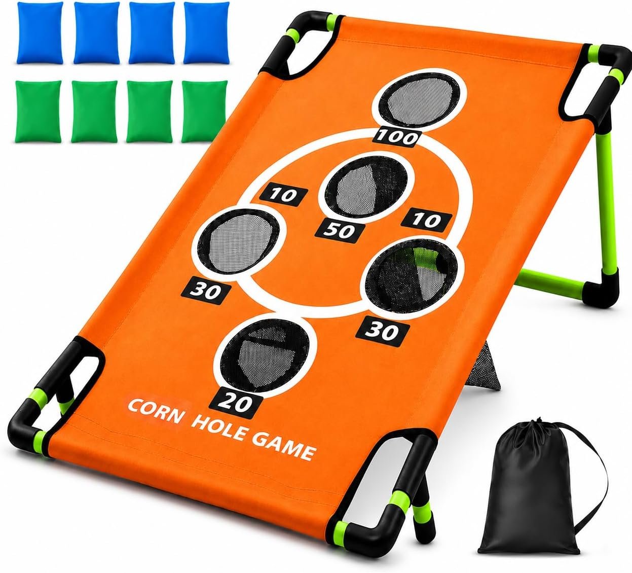 2026 Upgraded Arcade Style Cornhole Board with 8 Bean Bags|3×2 FT Regulation Corn Hole Games|15+ Multi-Games| Durable All-Weather Fabric for Outdoor Fun Camping Travel Beach Yard Backyard Lawn