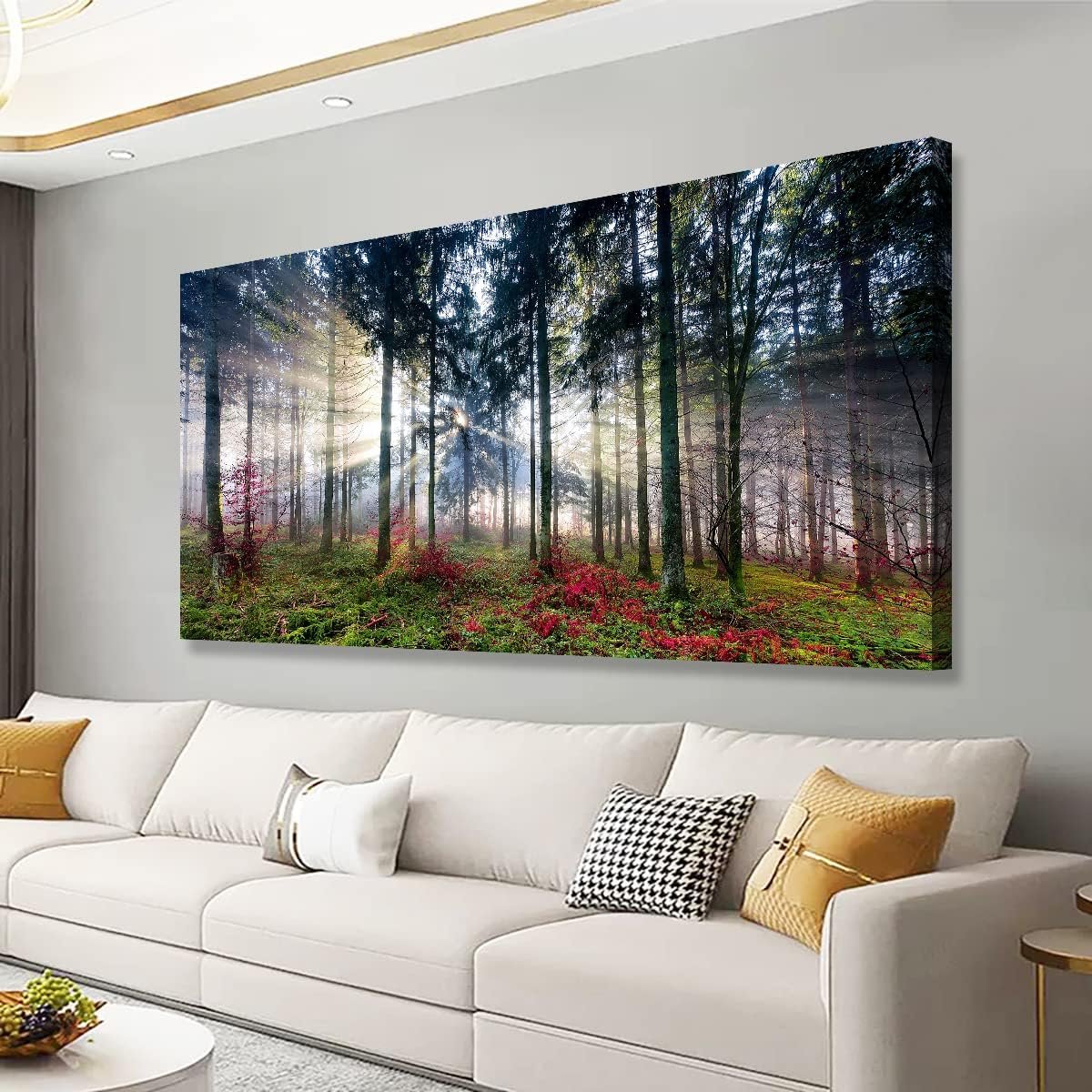 Nature Landscape Sunrise Tree Canvas Wall Art – 20×40 inches Wall Decoration for Living Room Forest Picture Artwork Painting Prints of Trees for Bedroom and Home Décor