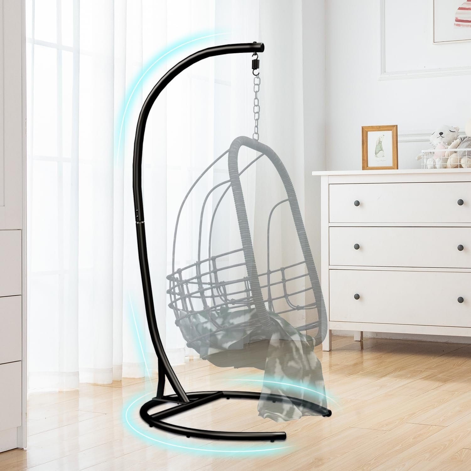 Hammock Stand Only Hammock Chair Stand Only Hanging Chair Stand Only Swing Stand Frame Outdoor Indoor Egg Chair Stand Only C Stand for Hanging Chair Swing Porch Heavy Duty (C Type)