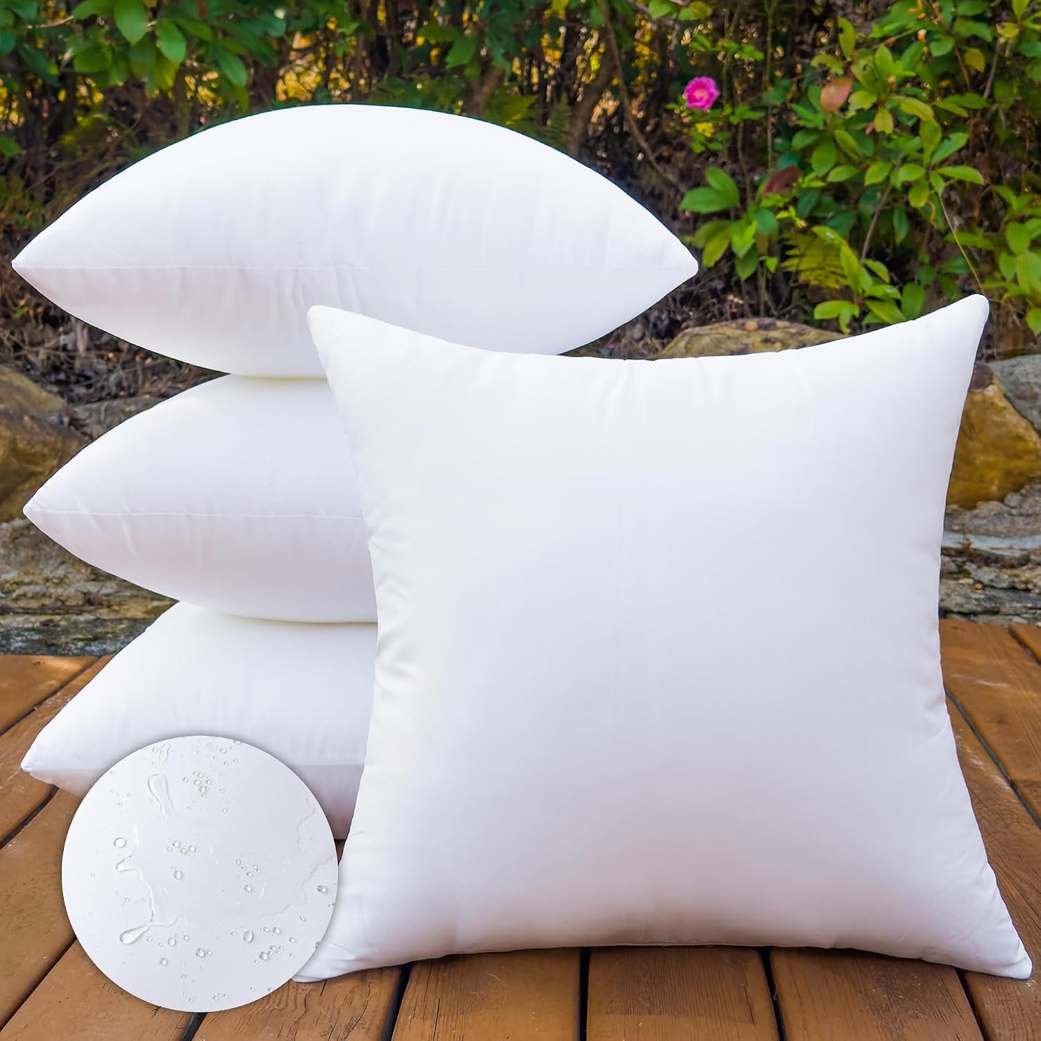 20×20 Outdoor Pillow Inserts – Set of 4, Waterproof Square Throw Pillow Inserts, Soft Polyester Fill, Extra Fluffy and Supportive – Perfect for Large Sofas, Beds, and Living Room Decor