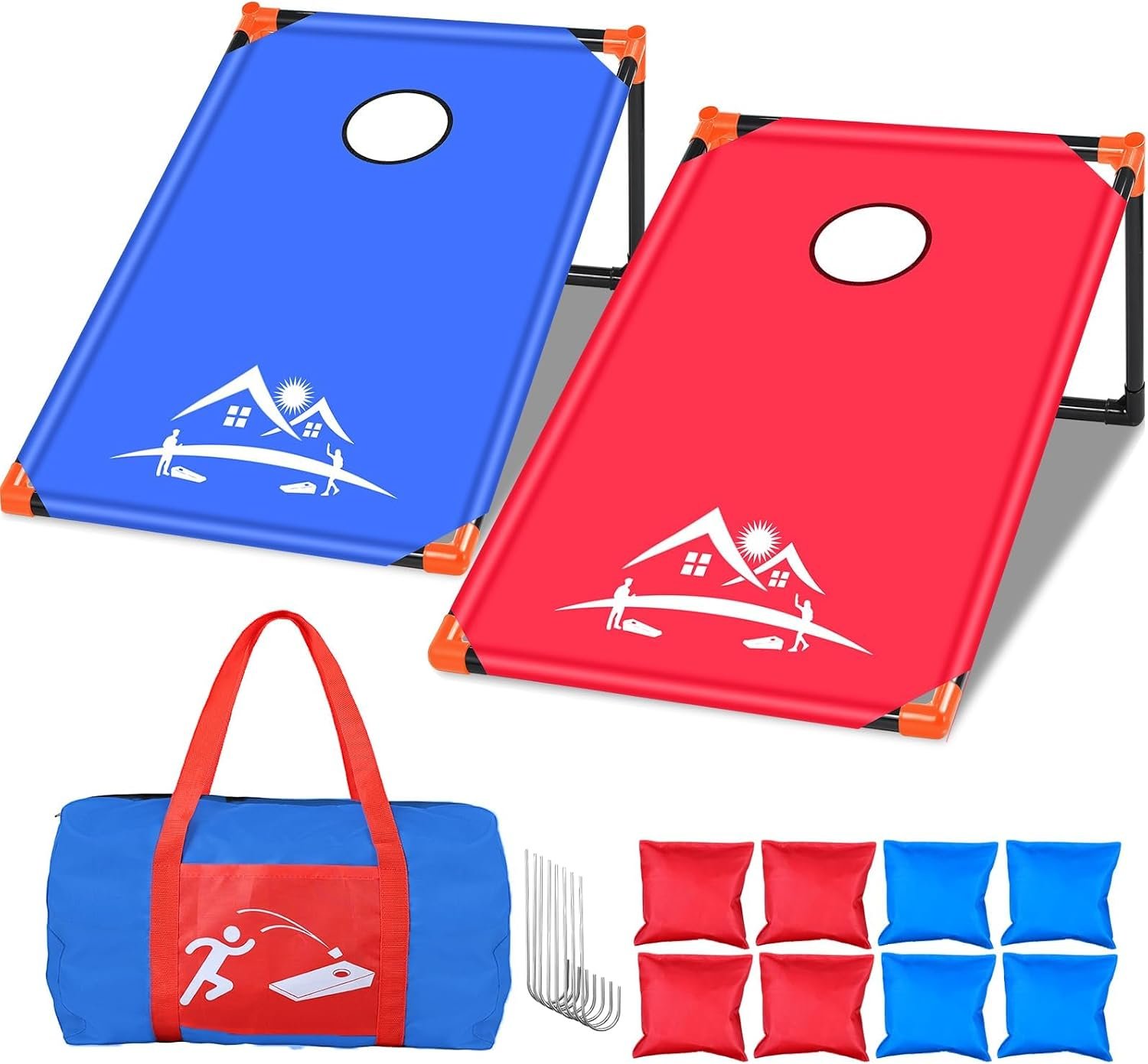 NZQXJXZ 3×2 ft Cornhole Board Set with 8 Bean Bags and Carrying Bag, Outdoor Toss Game Set for Kids and Adults, Portable Corn Hole Sets for Beach Lawn Backyard