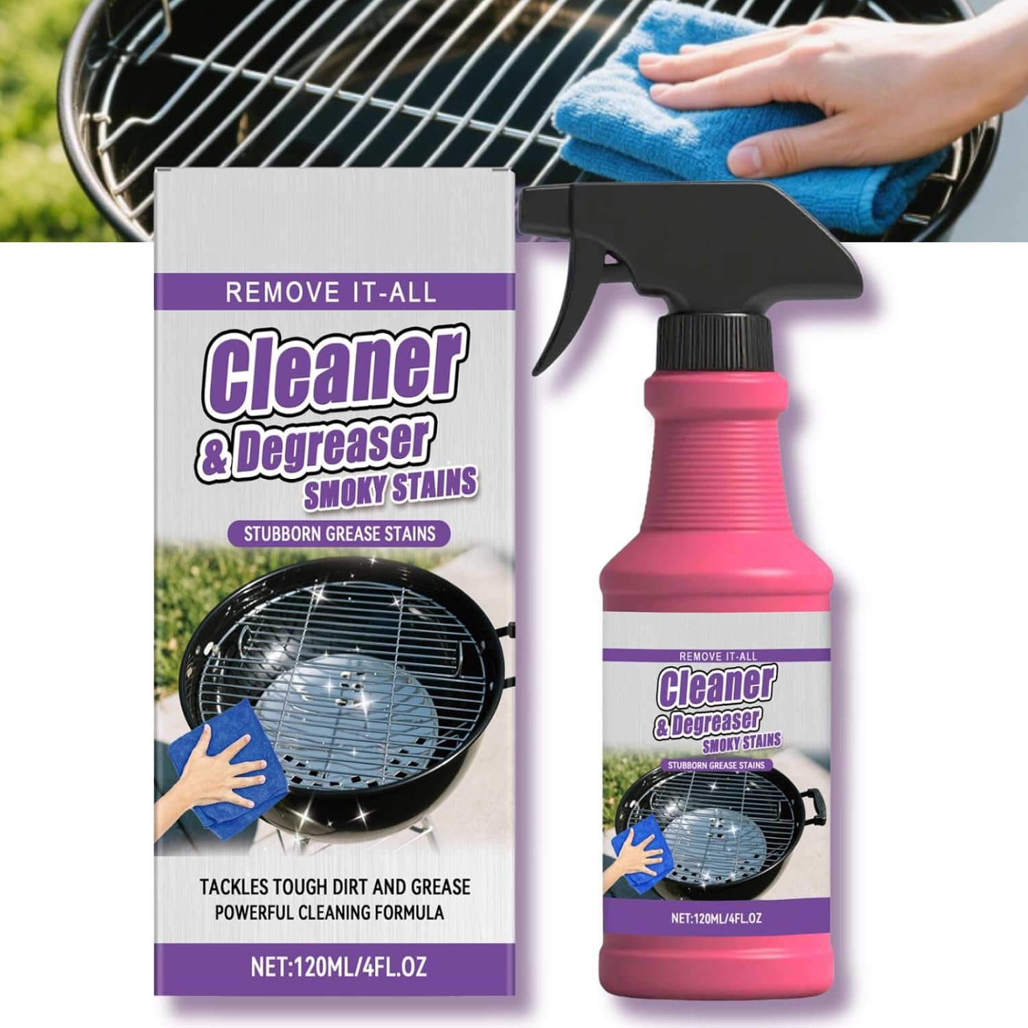 Fast Acting Heavy Duty Grill Degreaser Spray, 2026 New BBQ Grill Cleaner, Multi Functional Grease Remover for Outdoor Grill, Grill Cleaning Spray for Kitchen, Easily Off Oven Cleaner for Home (1 PCS)