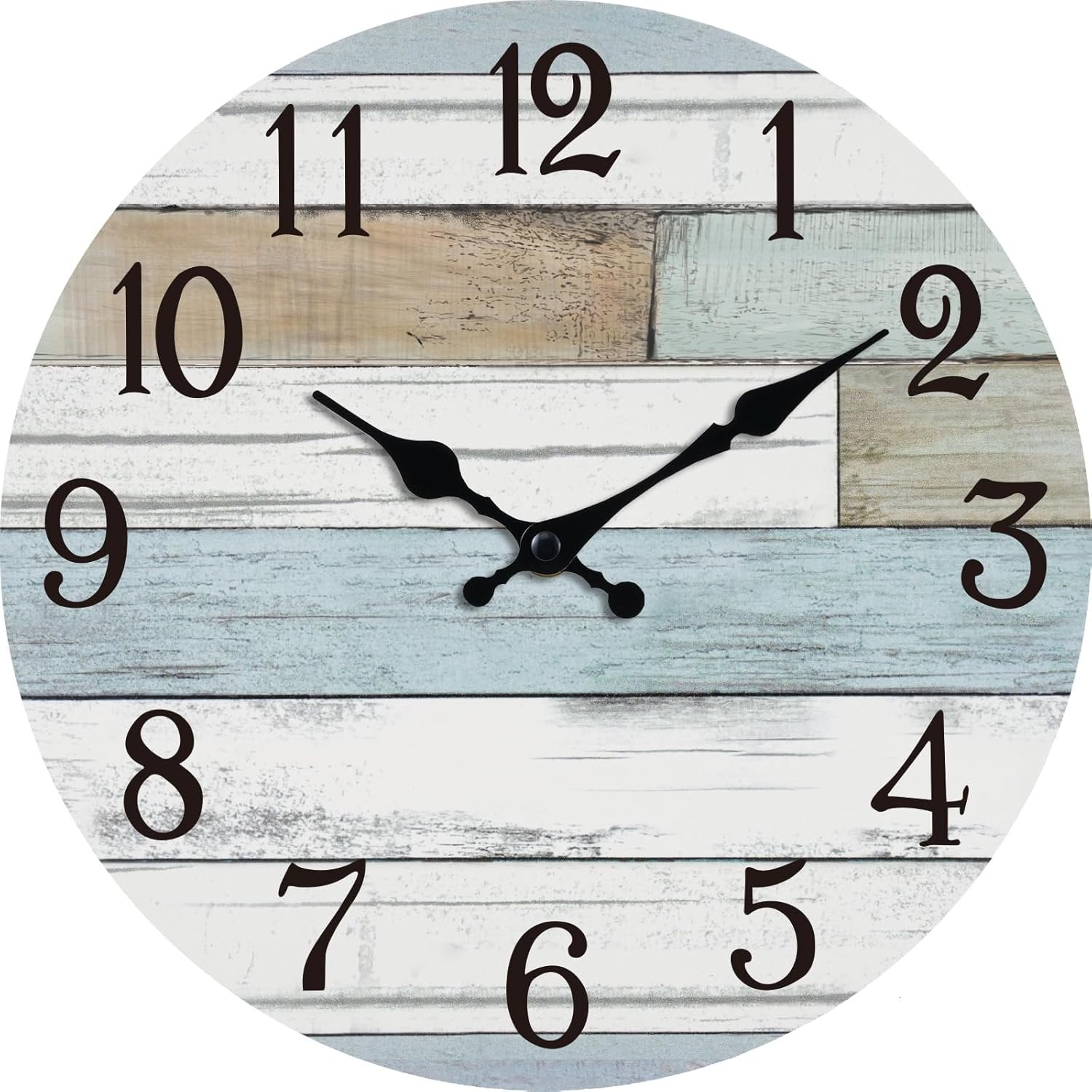 KECYET Wall Clock Battery Operated 8 Inch Silent Non Ticking Coastal Design Country Rustic Retro Decorative for Bathroom Kitchen Living Room Bedroom