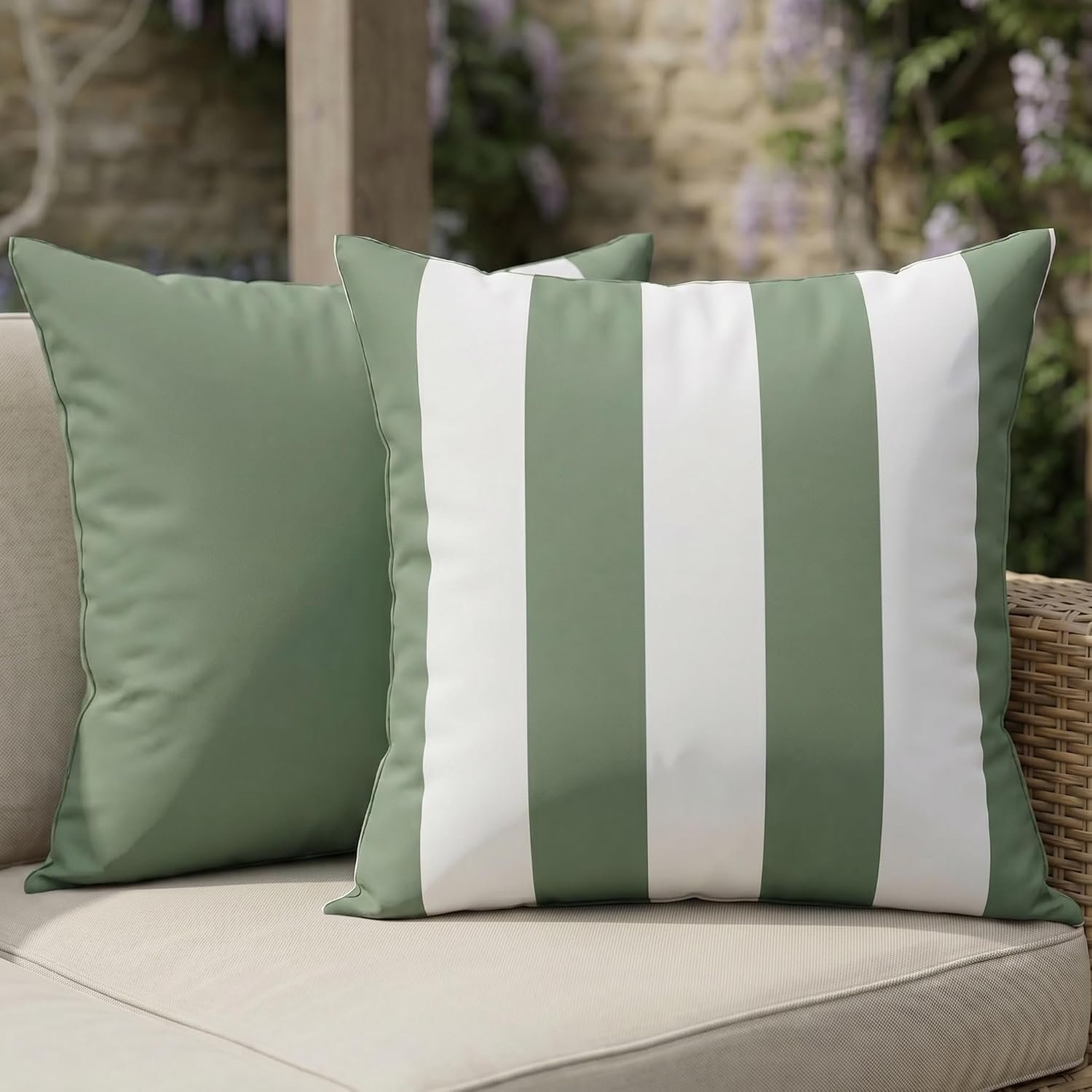 ZICOTO Decorative Outdoor Pillows Set of 2 – Waterproof 18×18 Throw Pillow Covers for Porch and Patio Furniture Decor – Durable Weather Resistant Cushions for Garden, Balcony or Backyard Seating