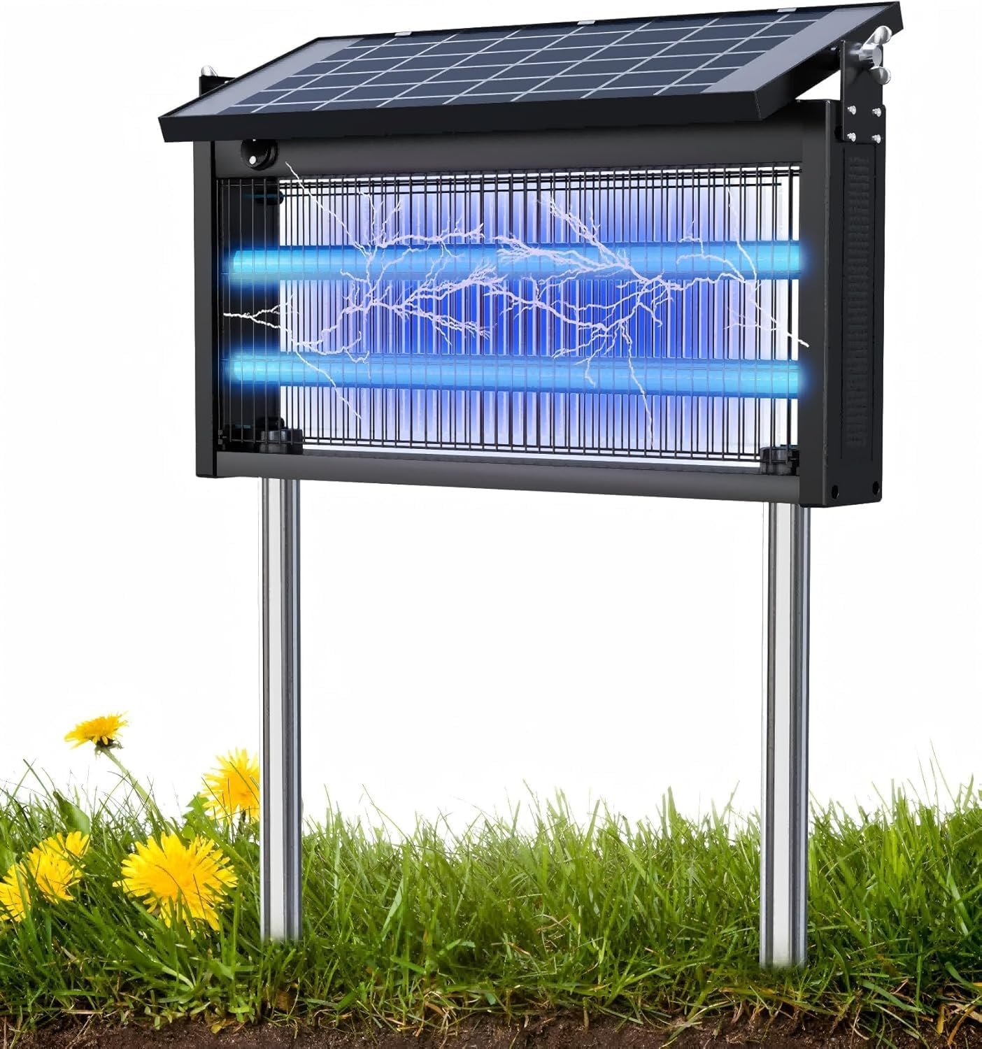 Solar Bug Zapper Outdoor, Mosquito Repellent Outdoor Patio, Waterproof Portable Fly Zapper, High Powerer 4500V Solar Mosquito Zappers for Home, Patio, Camping